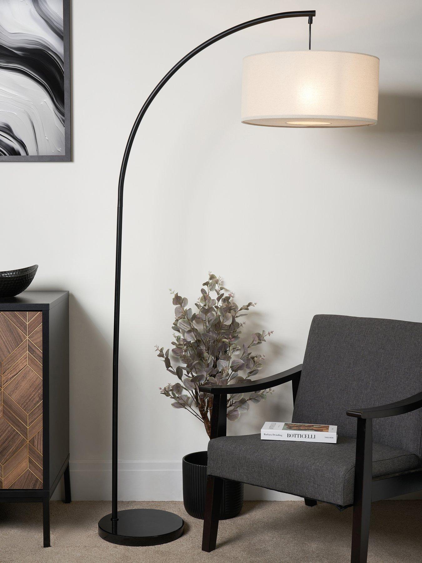 Very Home Arc Floor Lamp With Fabric Stretch Shade