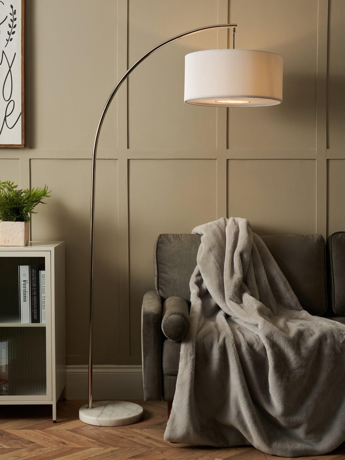 Very Home Arc Floor Lamp With Fabric Stretch Shade