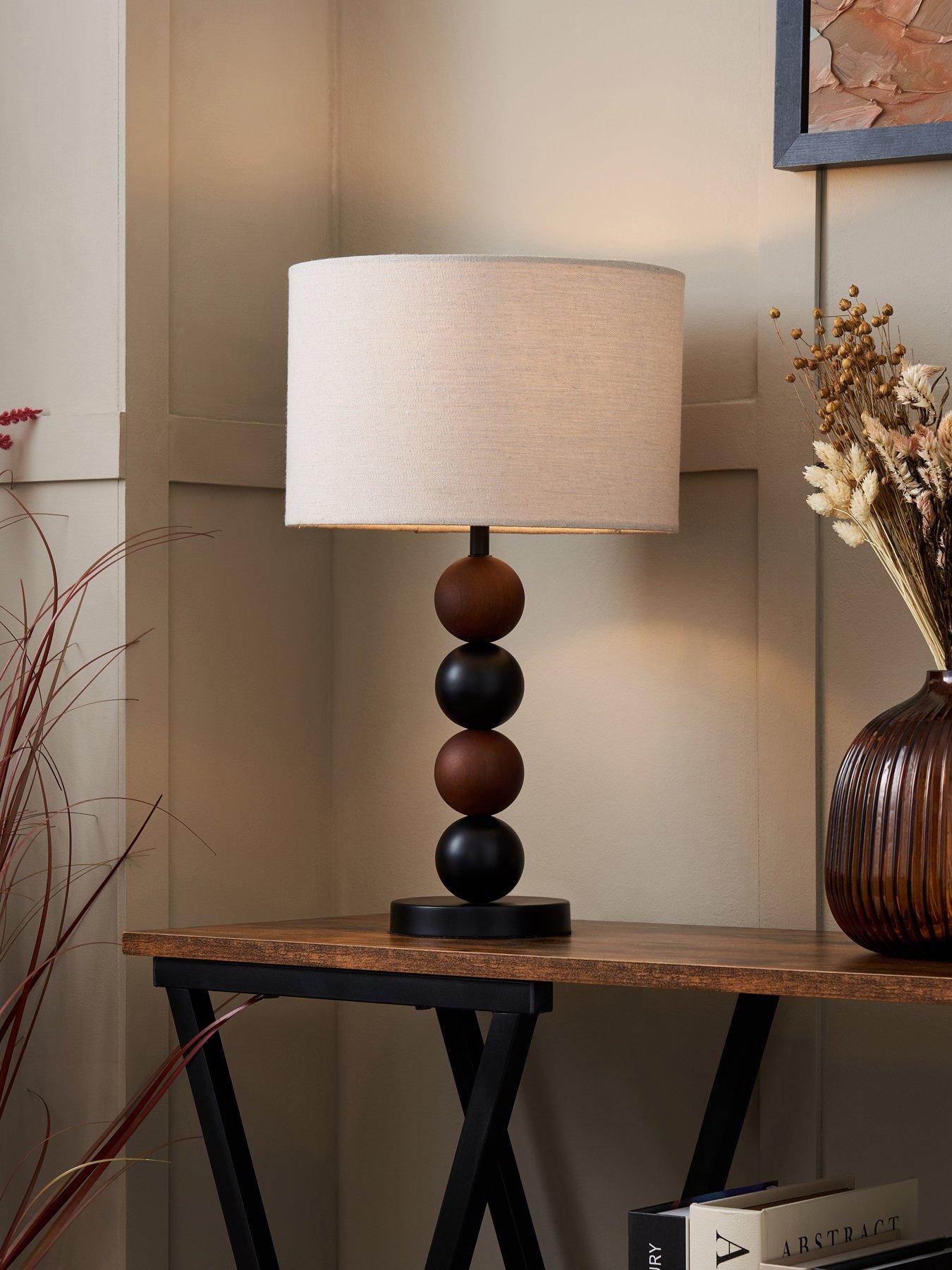 Very Home Walnut/black Bobble Table Lamp