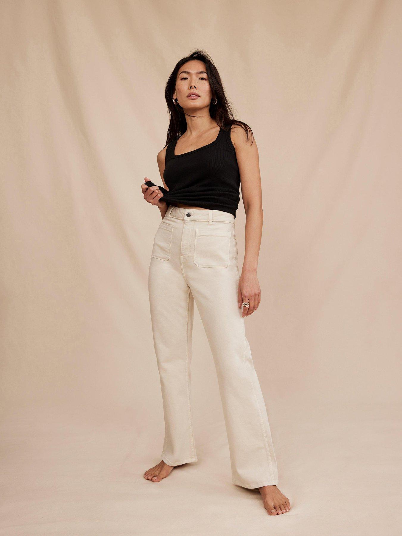 Mint Velvet Neutral Pocket Straight Jean - Beige