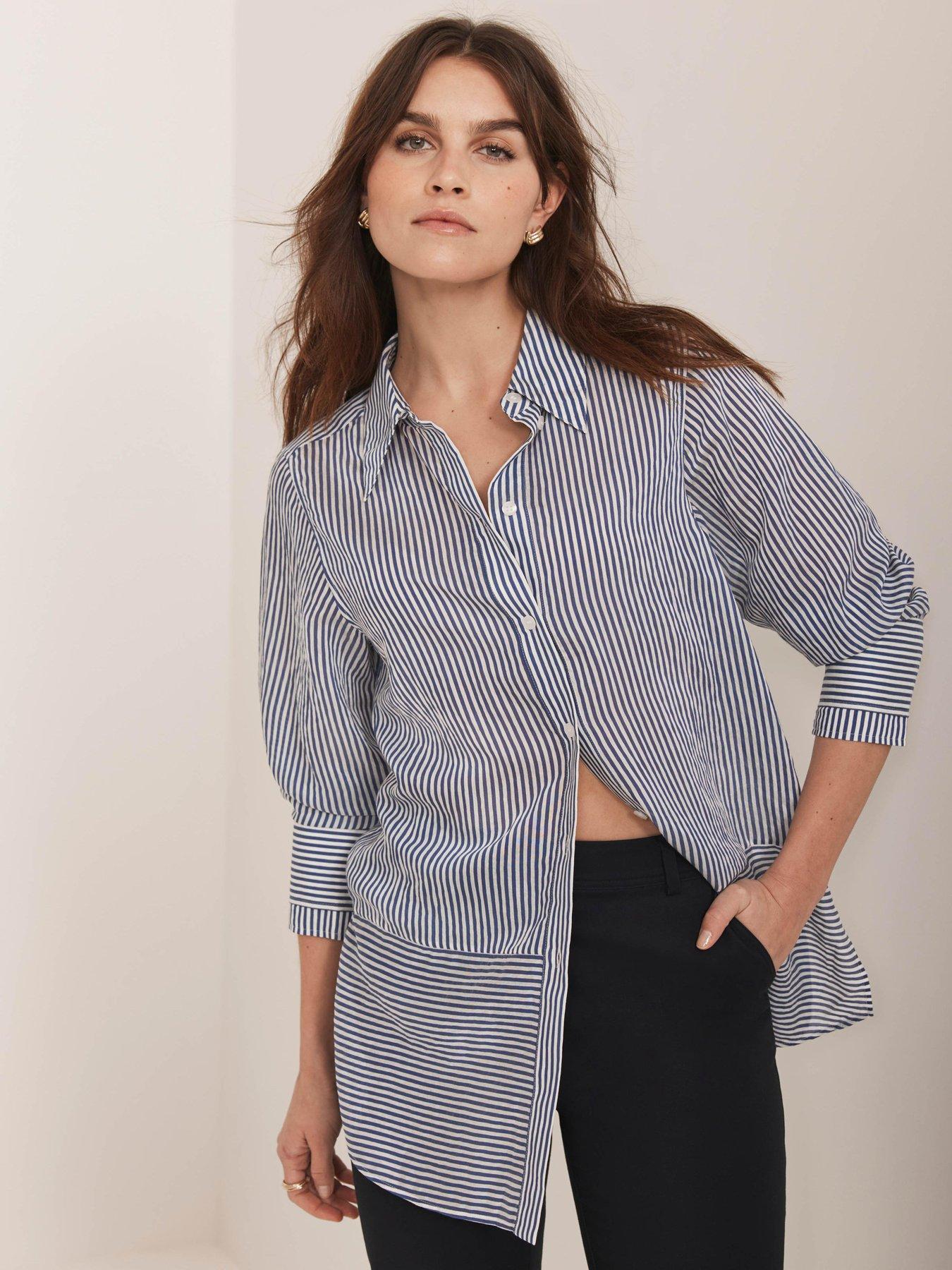 undefined Blue Stripe Longline Shirt