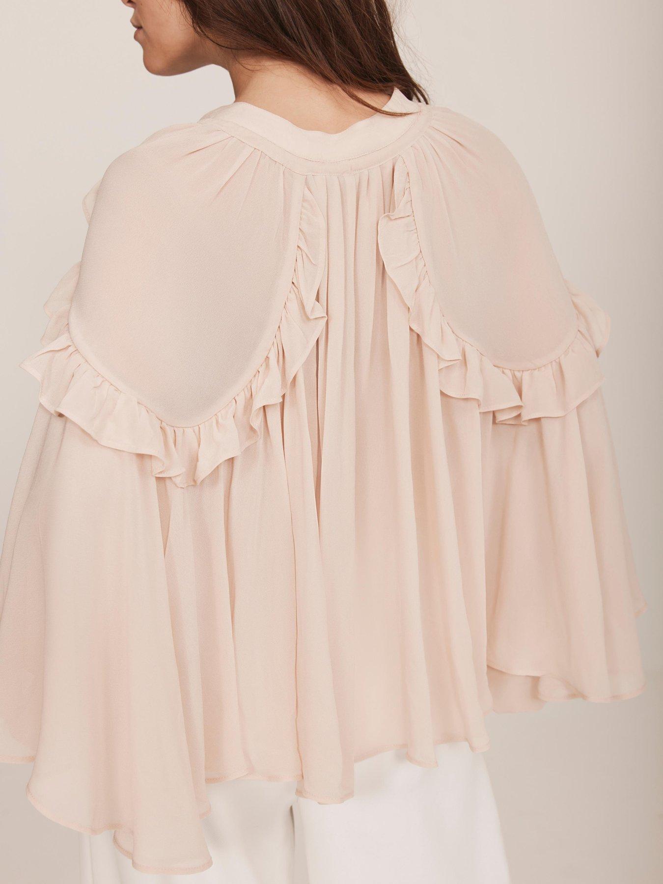 Mint Velvet Neutral Cape Ruffle Blouse - Beige | Very