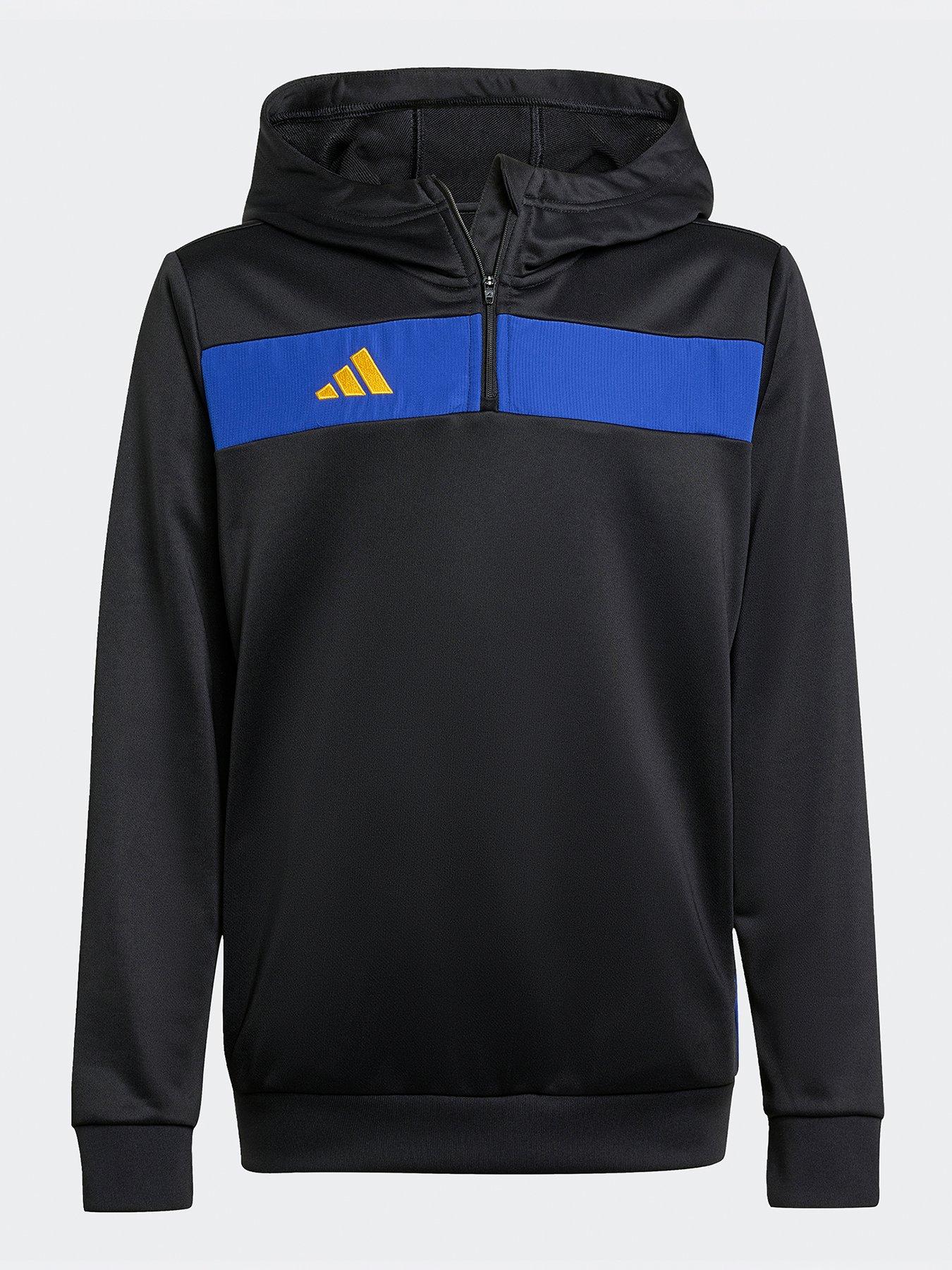 undefined Junior Tiro Essentials Hoodie -Black/Blue