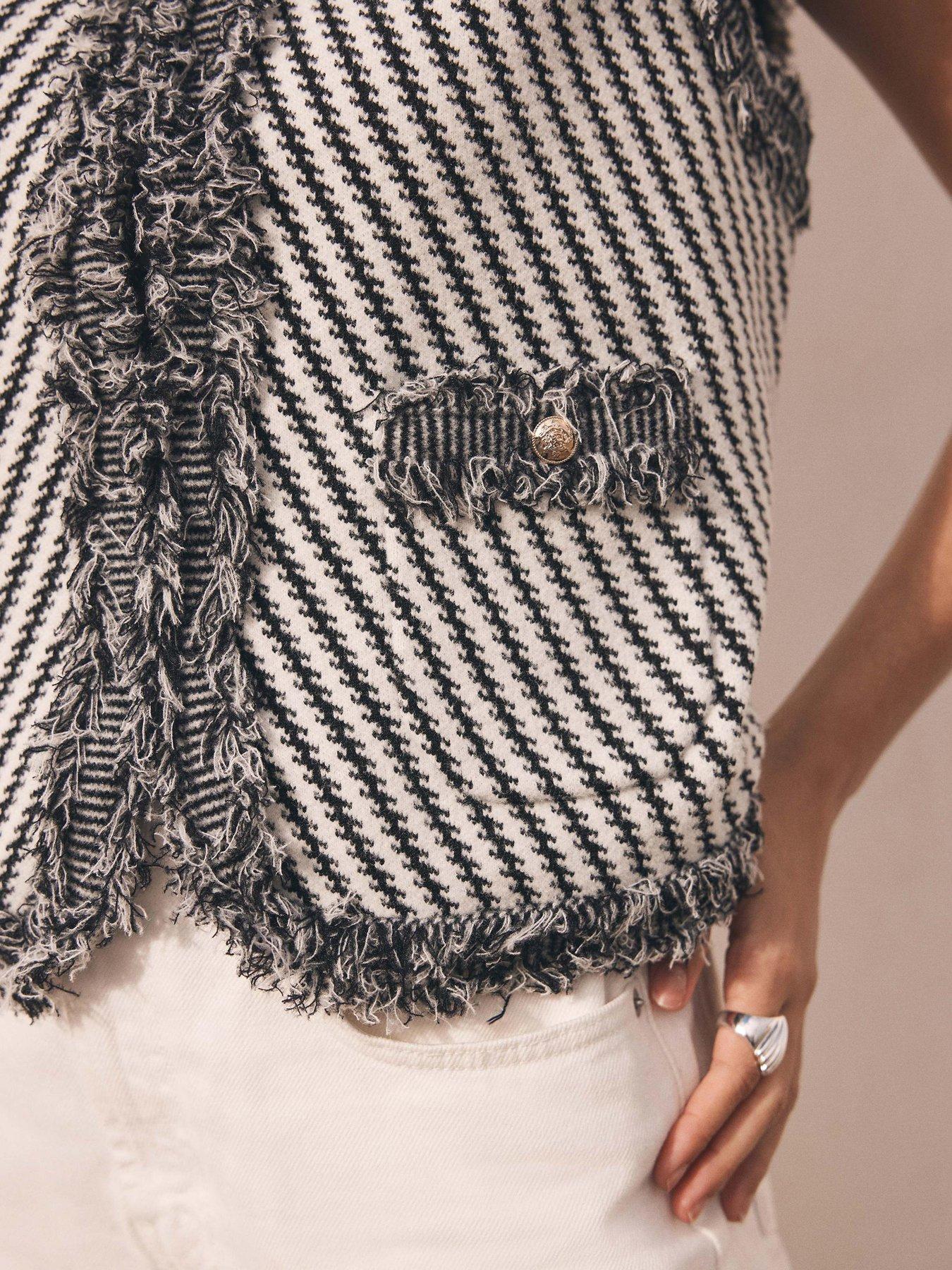 Image 4 of 6 of Mint Velvet Mono Textured Knit Waistcoat - White