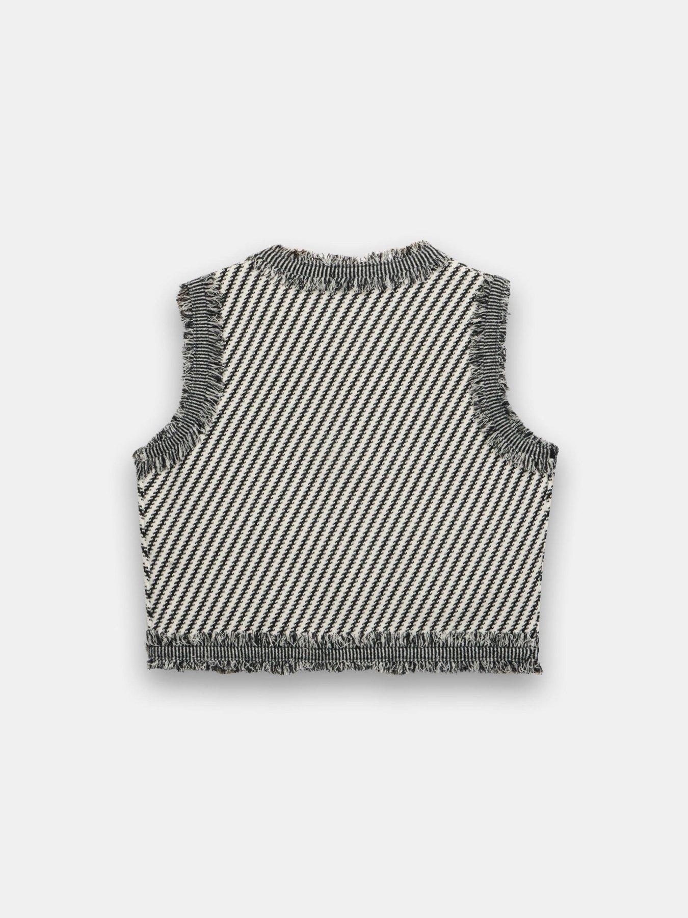 Image 6 of 6 of Mint Velvet Mono Textured Knit Waistcoat - White