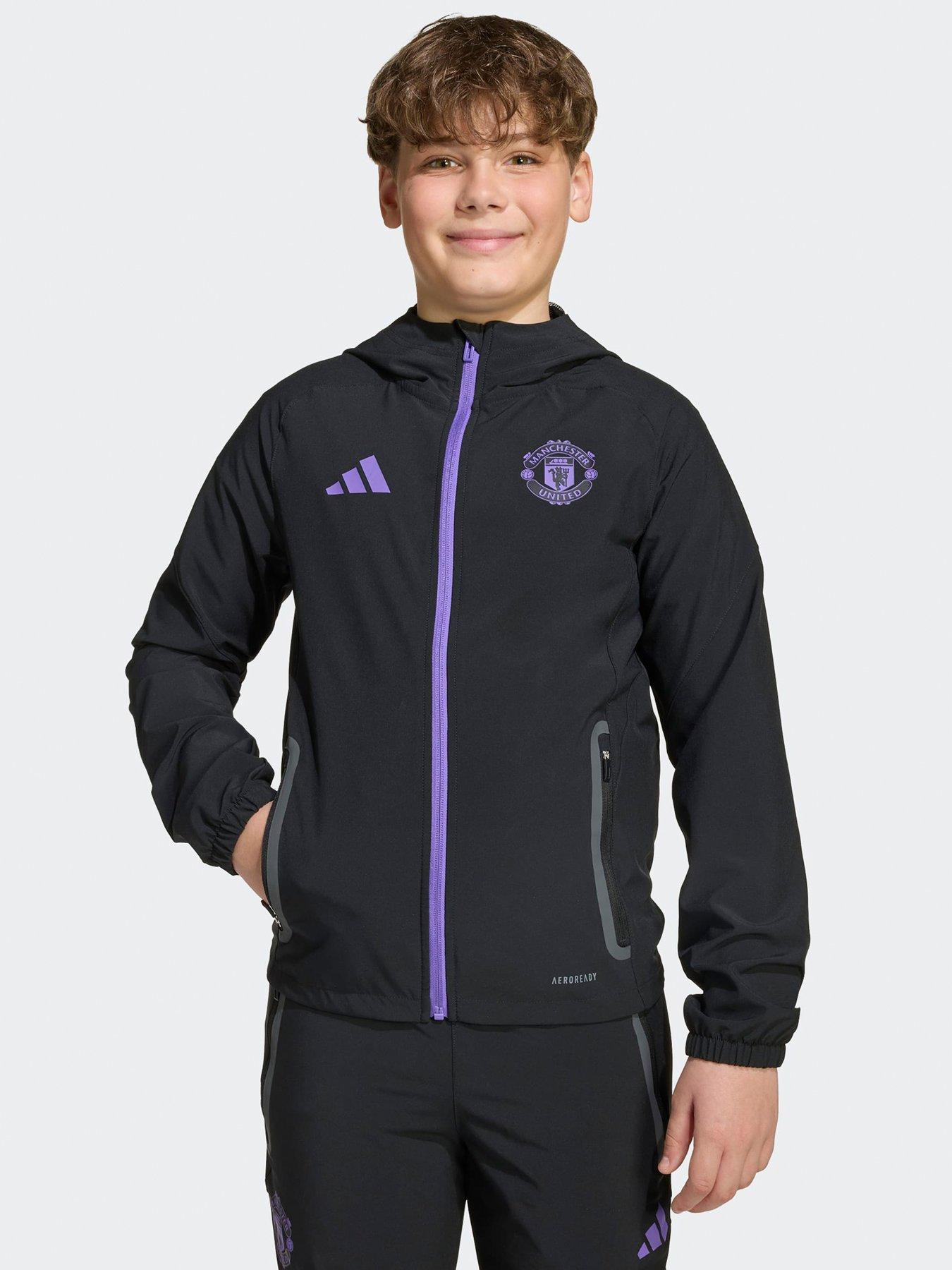 undefined Junior Manchester United Vis Tech Hooded Training Jacket - Black