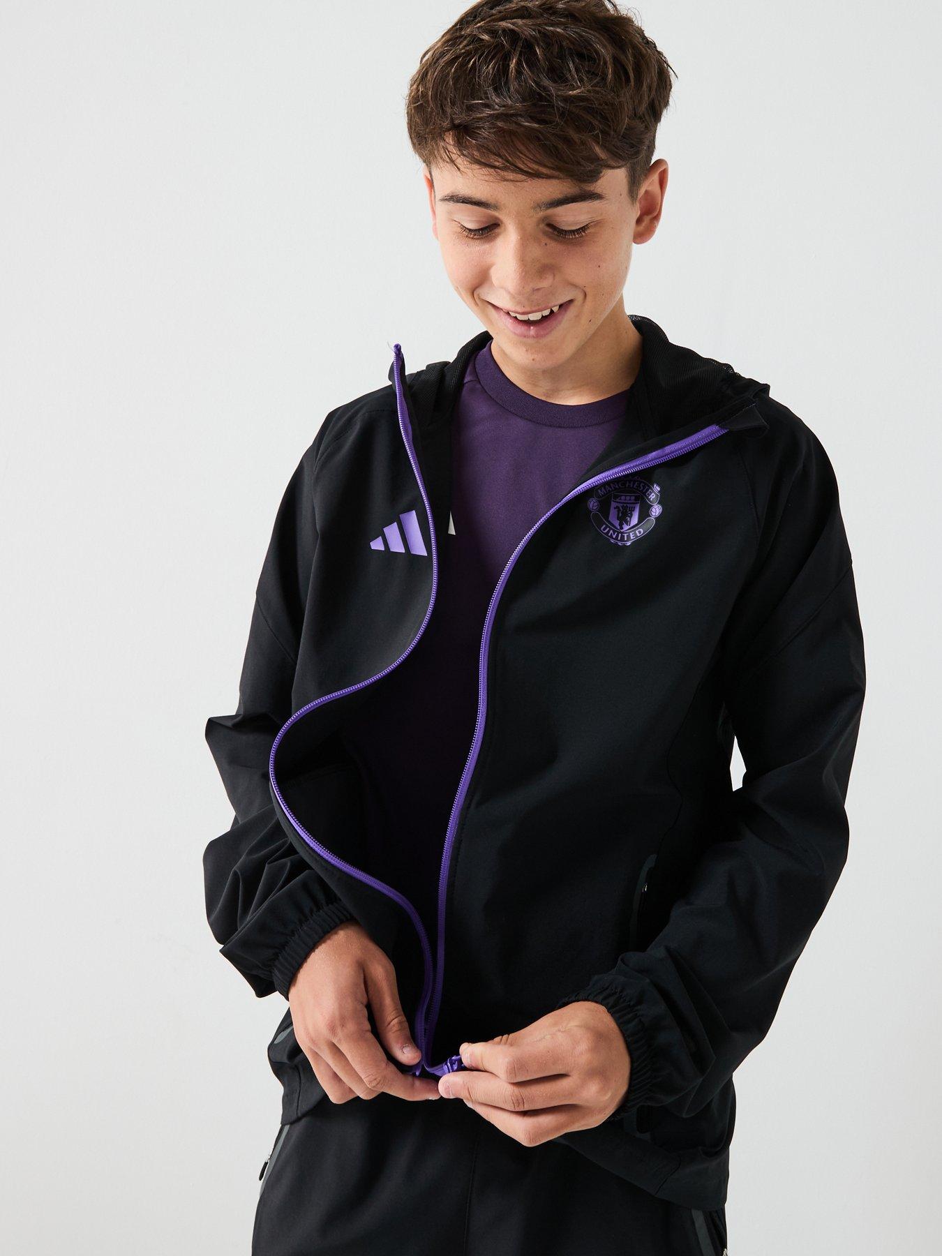 Image 5 of 6 of adidas Junior Manchester United Vis Tech Hooded Training Jacket - Black