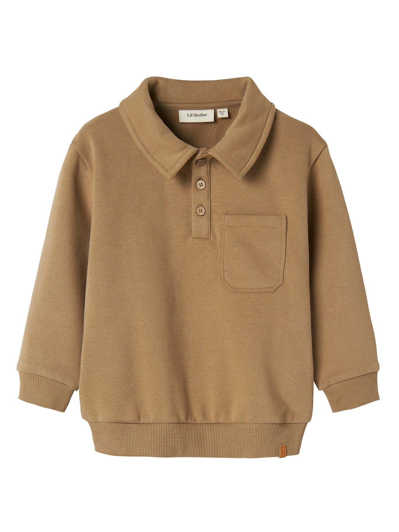 Image 2 of 4 of Lil Atelier Mini Boys Collared Co-Ord Sweat - Brown
