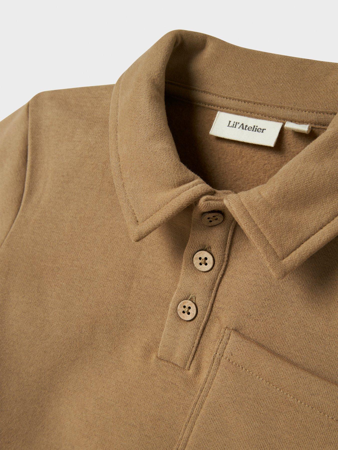 Image 4 of 4 of Lil Atelier Mini Boys Collared Co-Ord Sweat - Brown