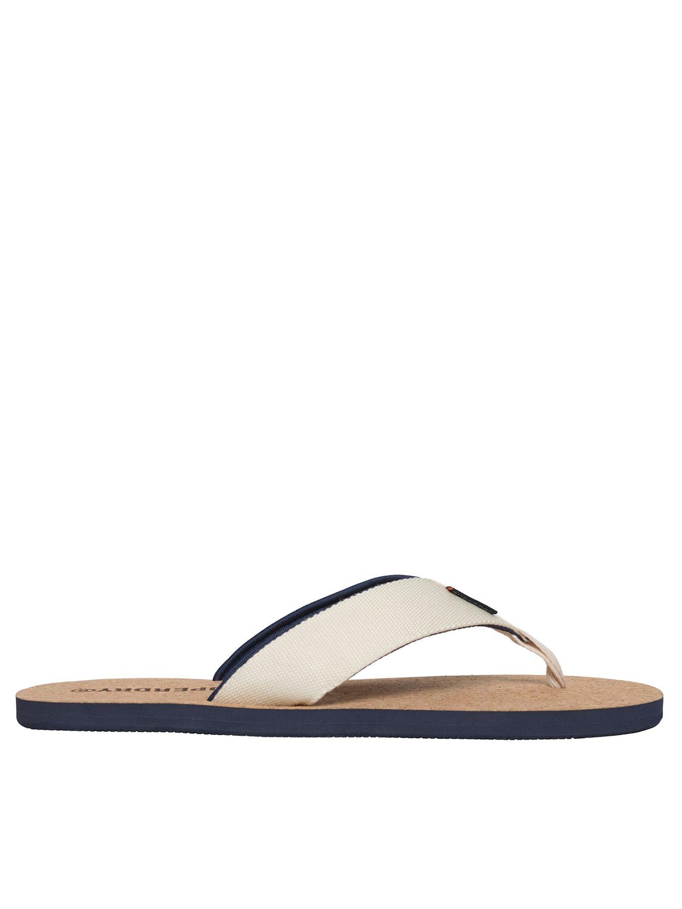 undefined Cork Graphic Logo Flip Flops- White