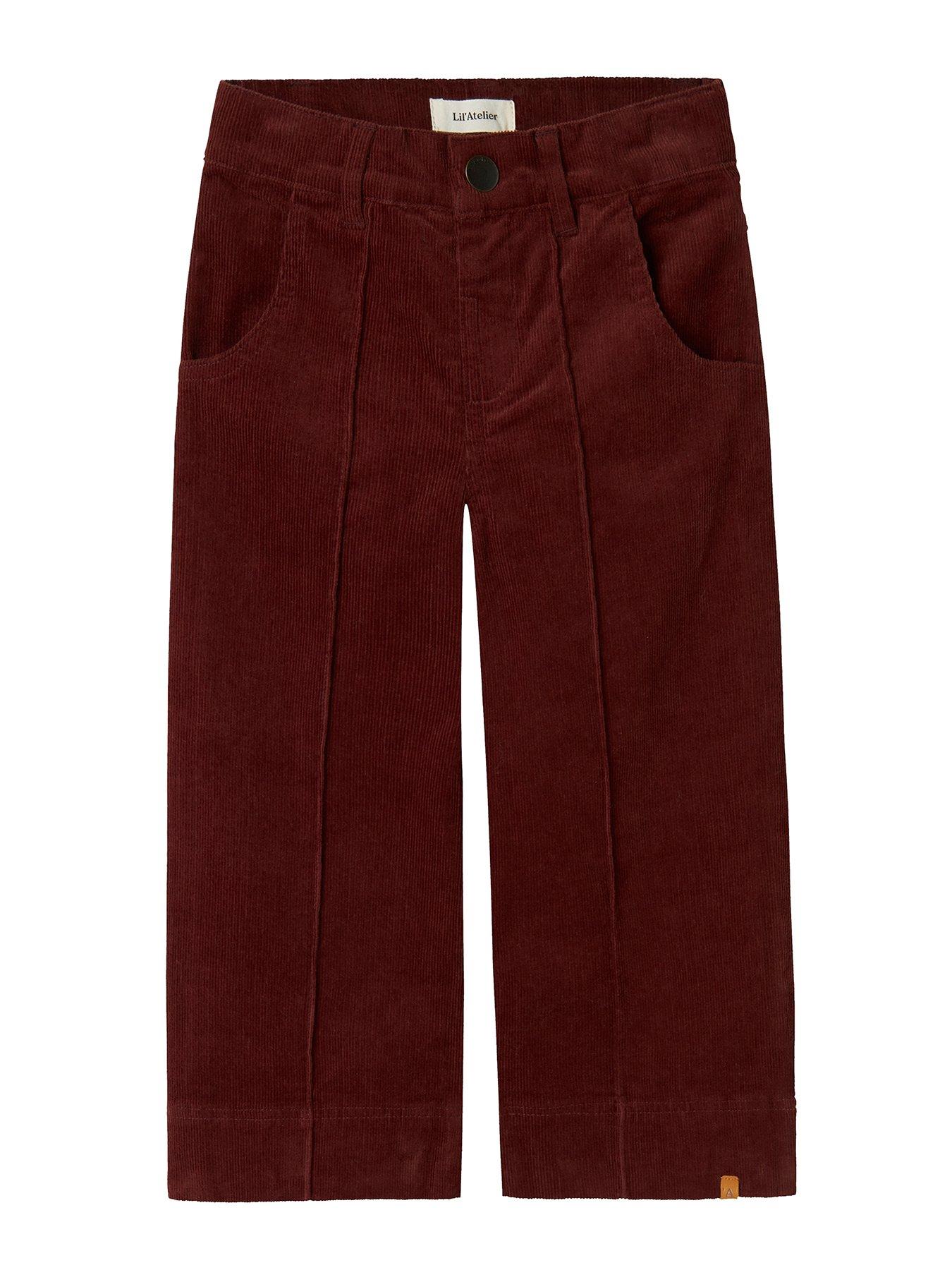 Lil Atelier Mini Girls Cord Trousers - Dark Red