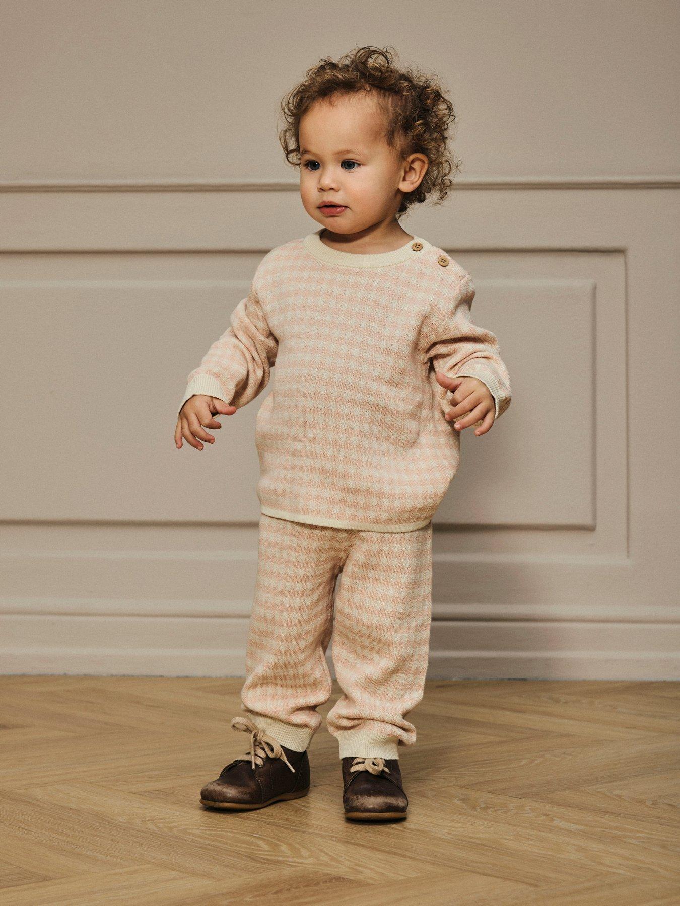 Lil Atelier Baby Girls Gingham Knitted Jumper - Light Pink