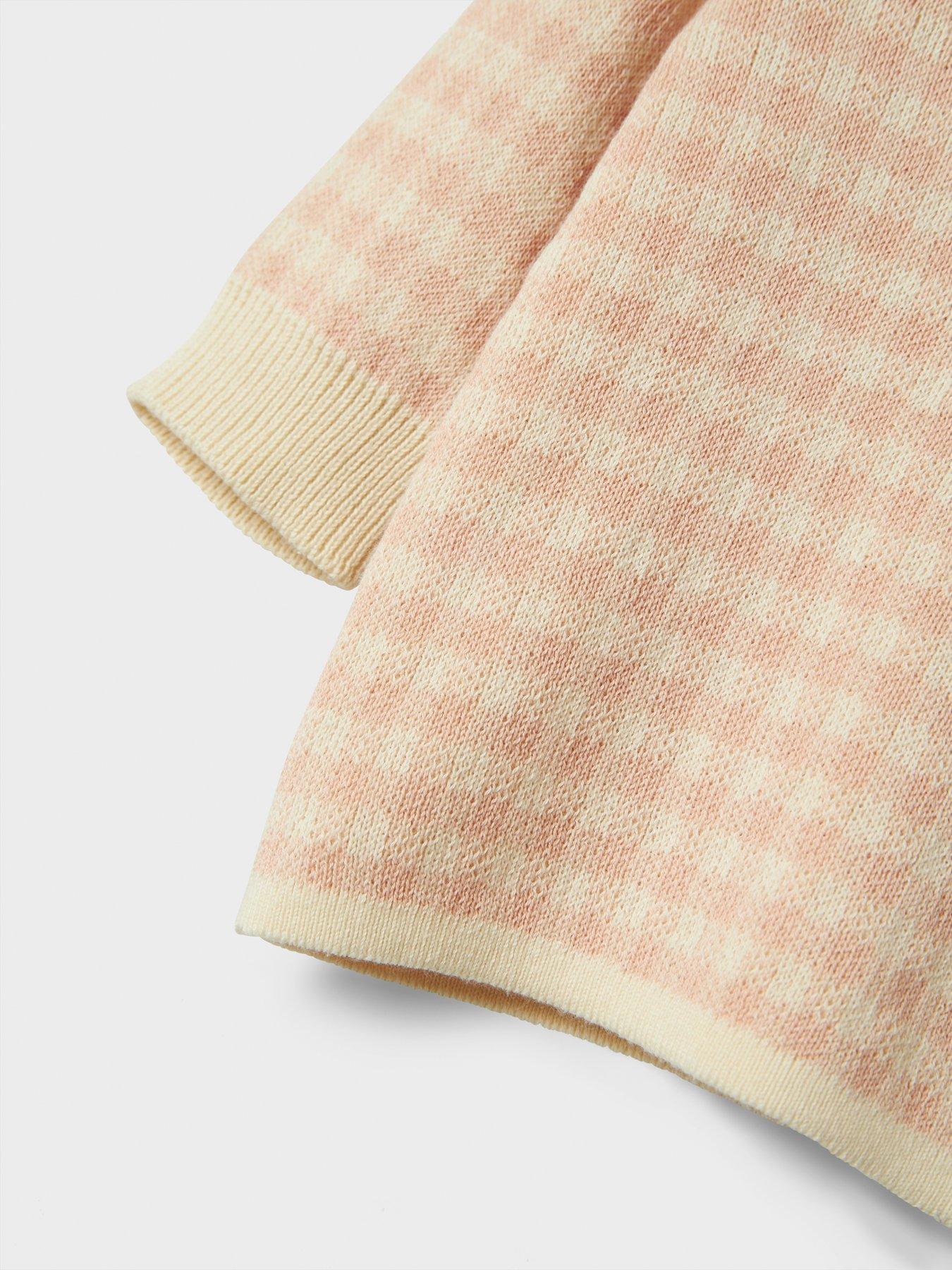 Image 5 of 5 of Lil Atelier Baby Girls Gingham Knitted Jumper - Light Pink