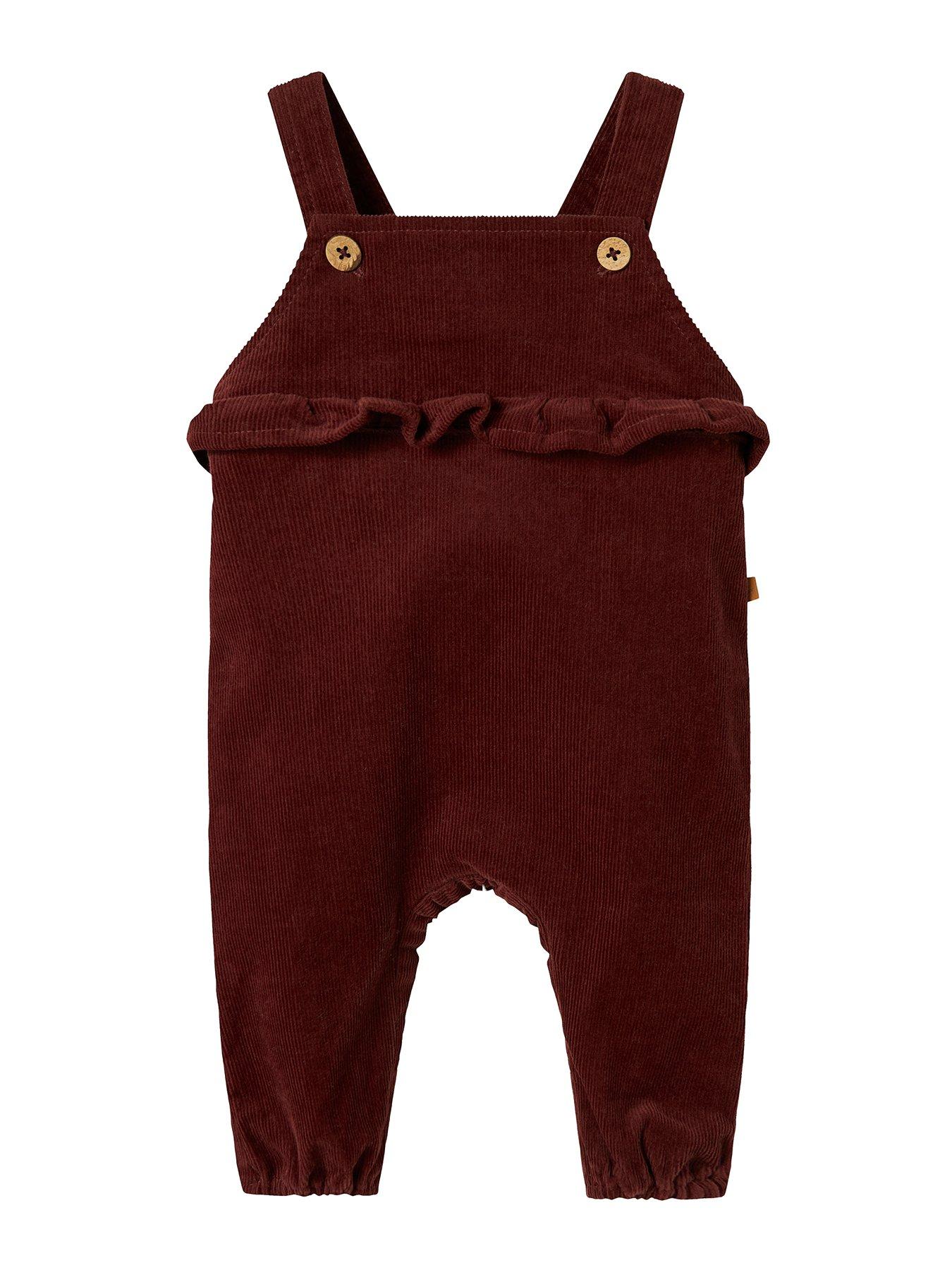 Lil Atelier Baby Girls Cord Dungarees - Dark Red