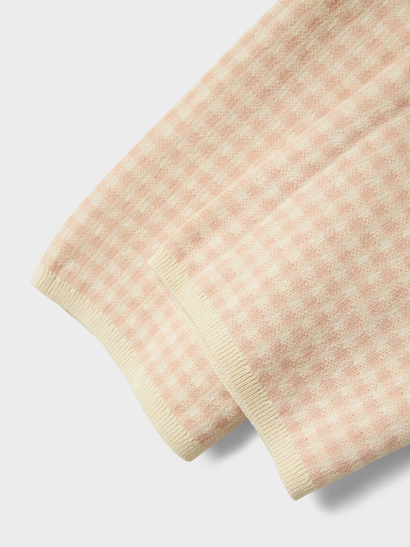 Image 5 of 5 of Lil Atelier Mini Girls Gingham Knitted Co-Ord Trousers - Light Pink