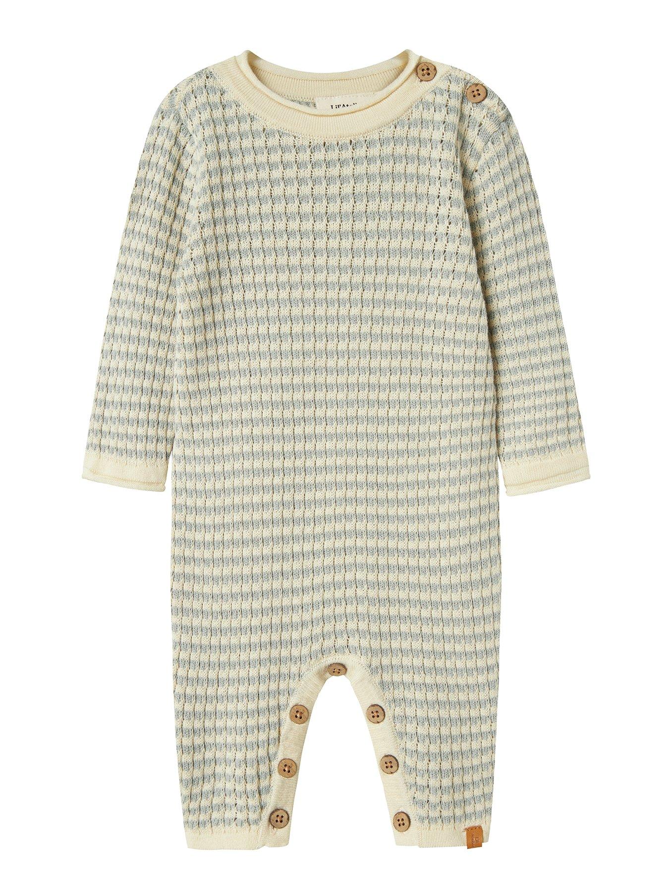 undefined Baby Boys Textured Knitted Romper - Grey