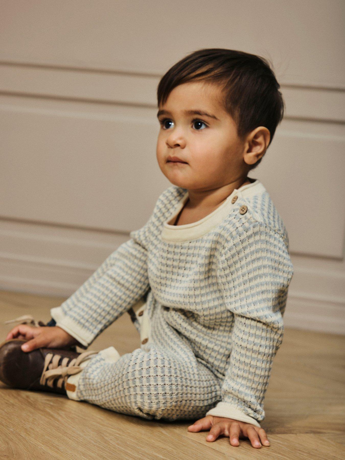 Image 4 of 6 of Lil Atelier Baby Boys Textured Knitted Romper - Grey