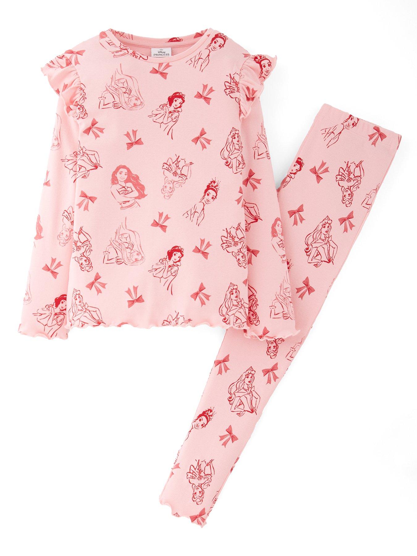 Disney Princess All Over Print Ribbed Pyjamas - Pink
