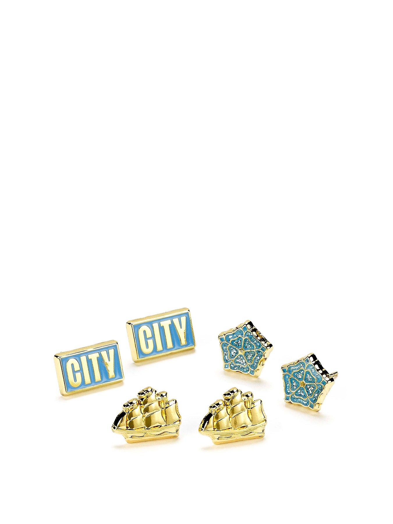 Manchester City Football Club Set of Three Stud Earrings