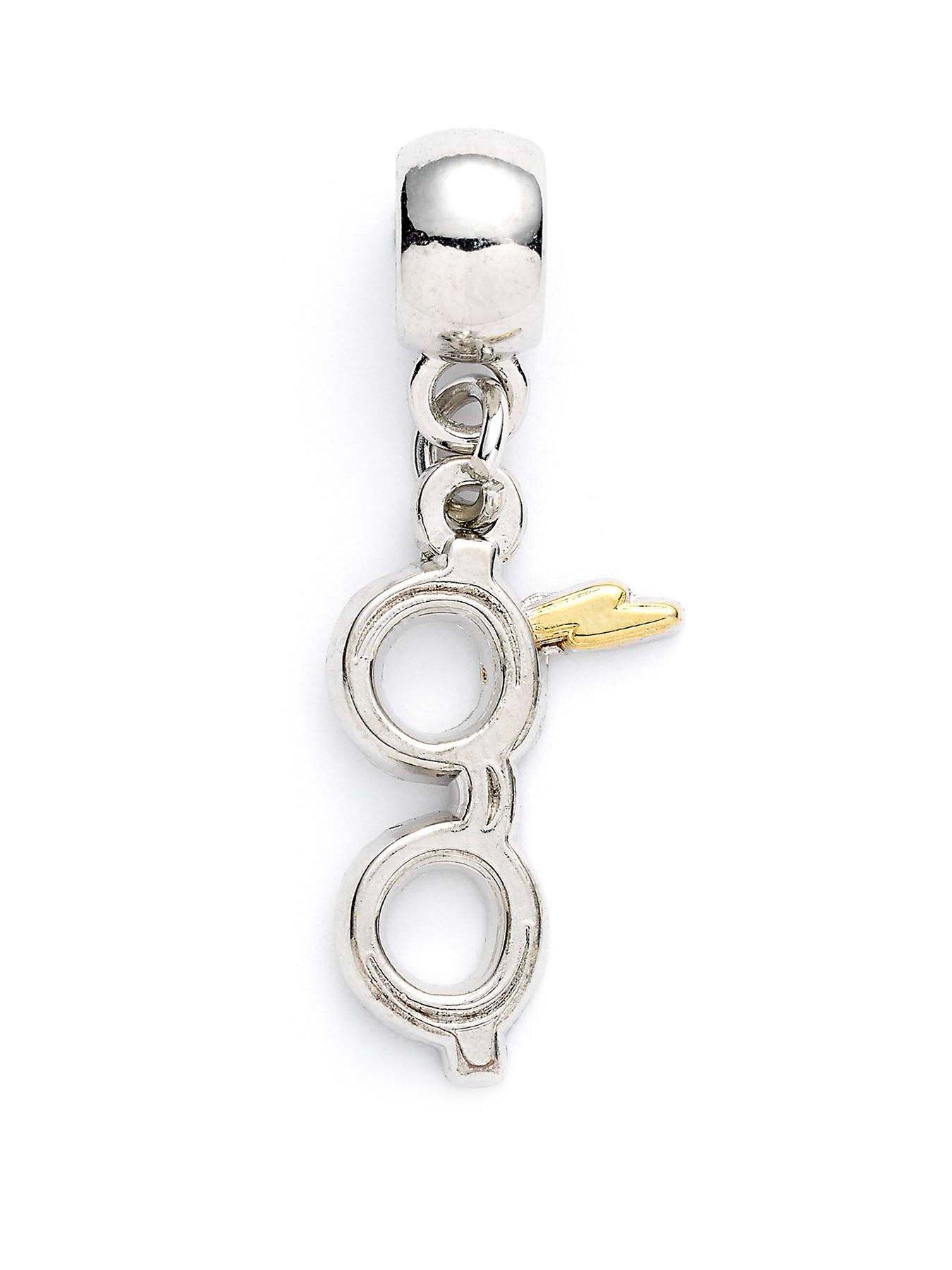 Harry Potter Lightning Bolt with Glasses Slider Charm Silver