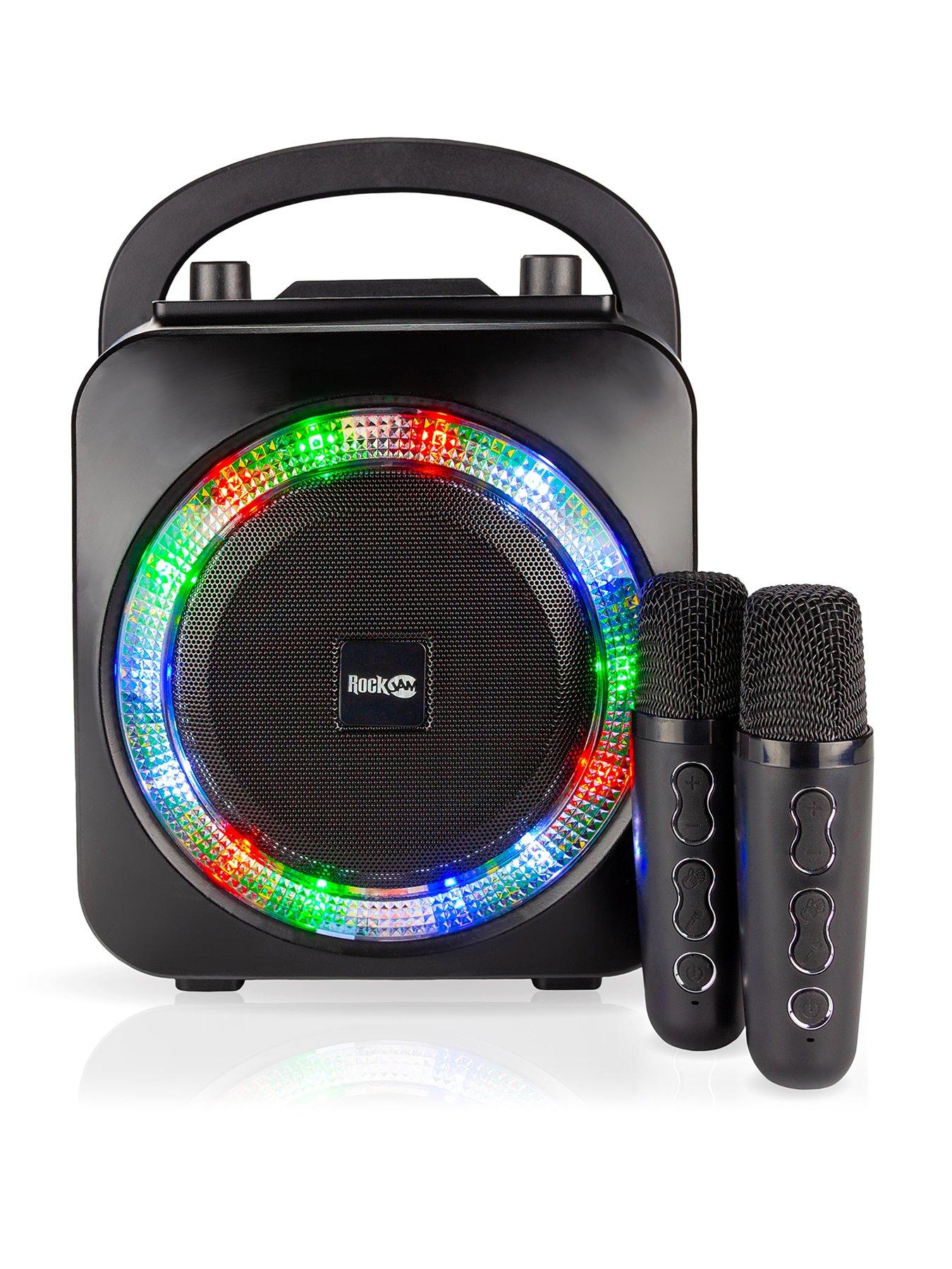 Image 1 of 7 of RockJam Bluetooth Karaoke Machine Party Speaker with 2 Wireless Mics, Voice Effects &amp; Light Show