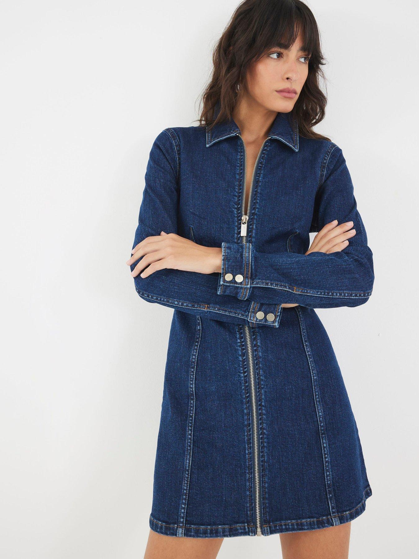 undefined Zip Front Mini Dress - Blue