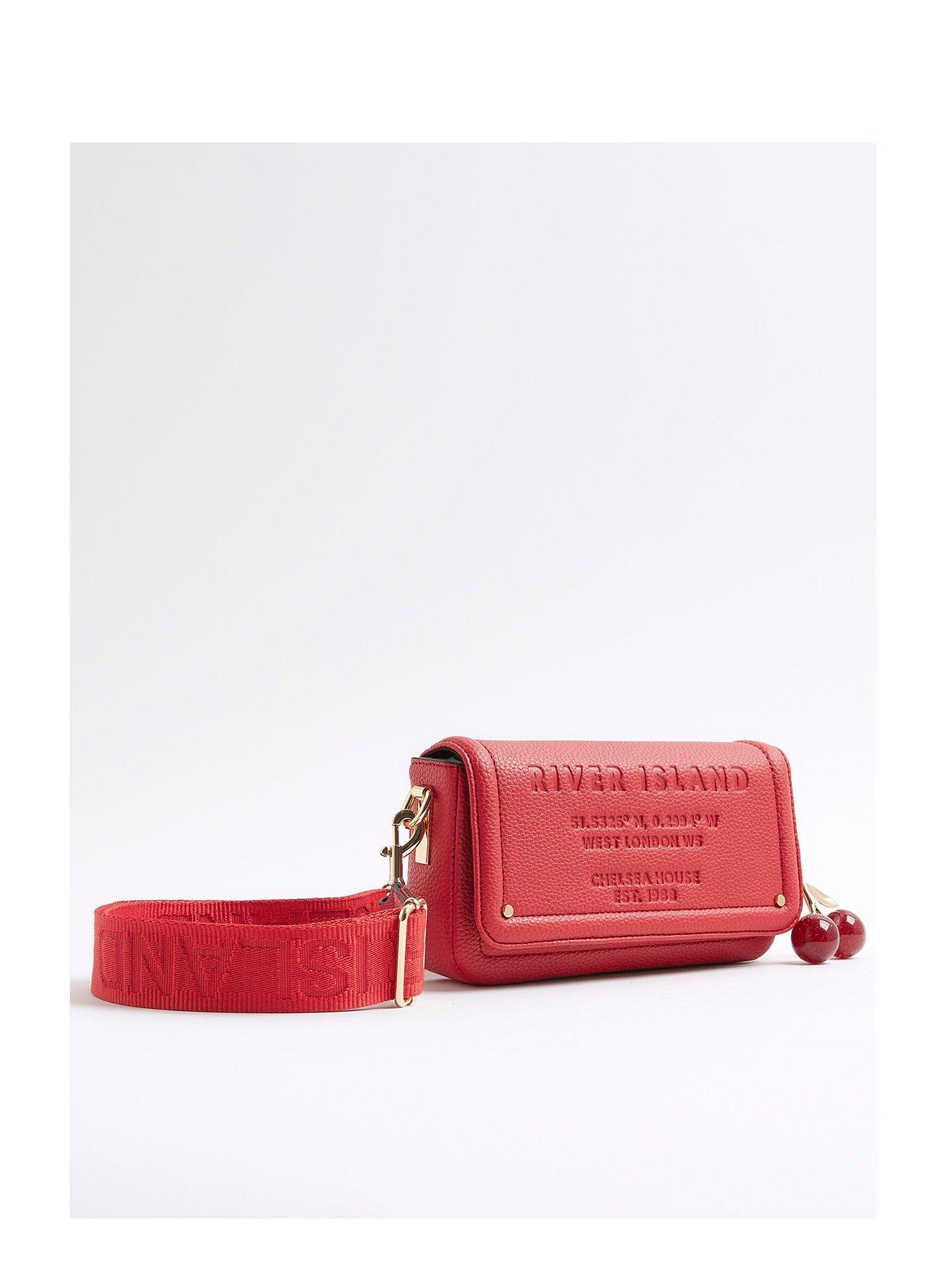 undefined Embossed Flap Bag - Red