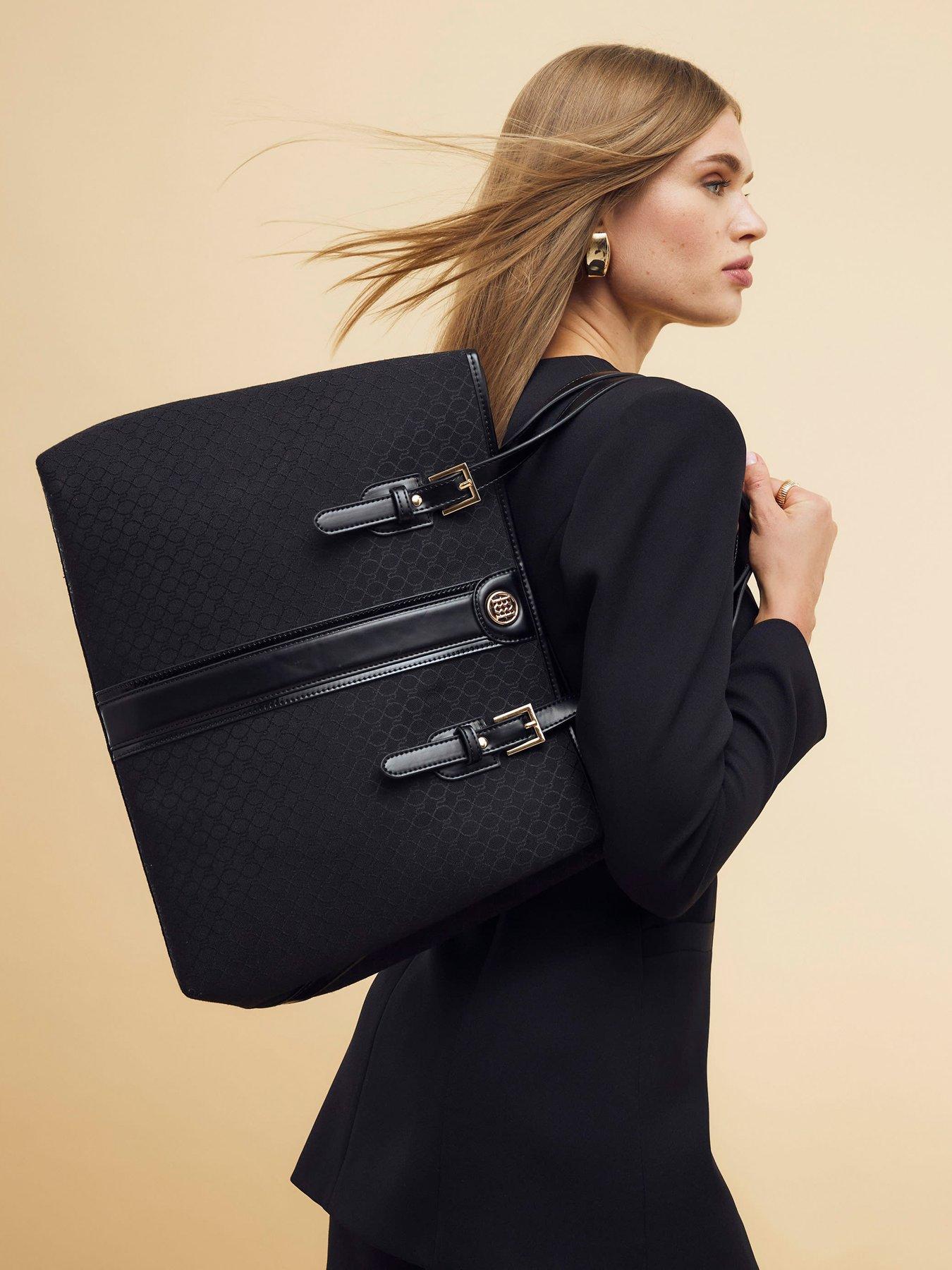 River Island Jacquard Monogram Shopper - Black