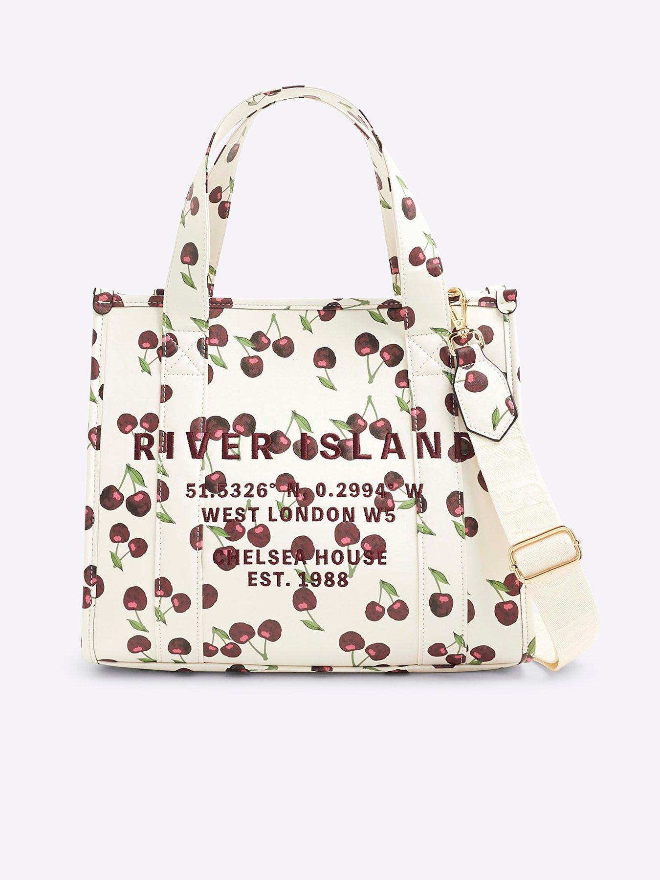 undefined Cherry Embossed Totes - Cream