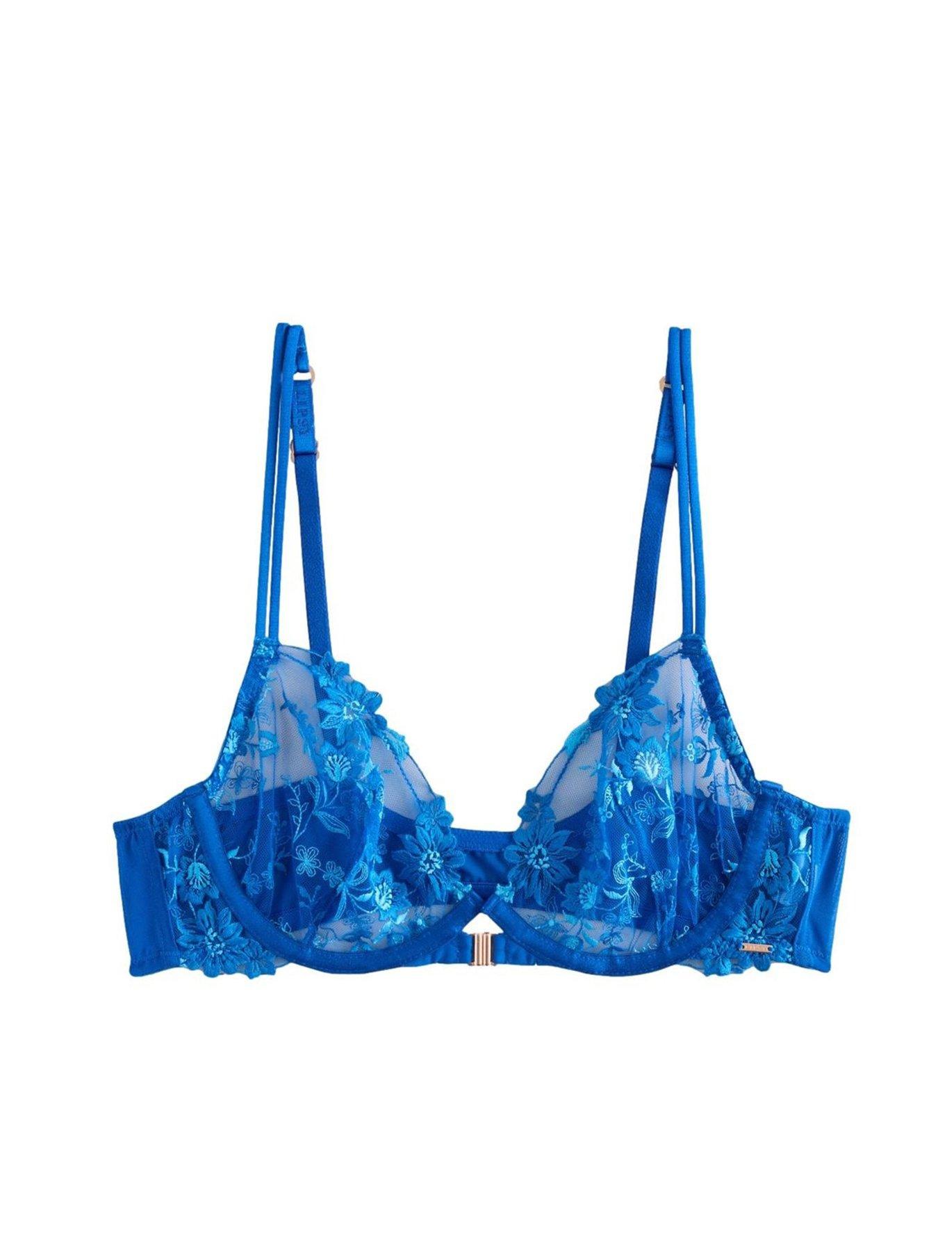 Image 4 of 6 of Lipsy Blue Emb Non Padded Plunge - Blue