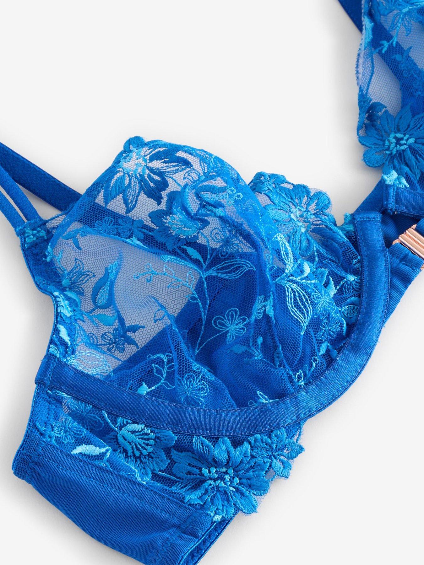 Image 5 of 6 of Lipsy Blue Emb Non Padded Plunge - Blue