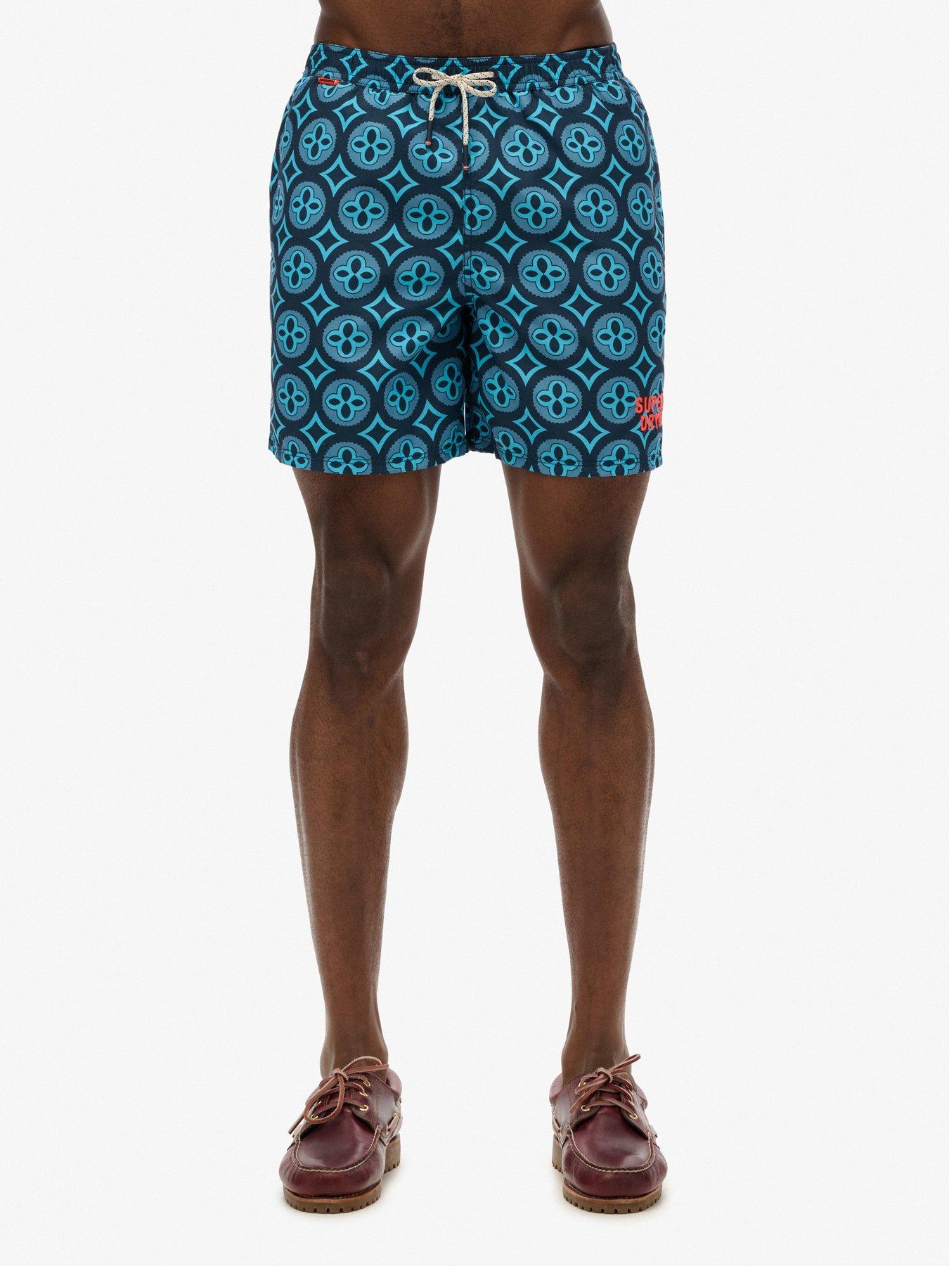 undefined Tile Print 17-inch Swim Shorts - Blue