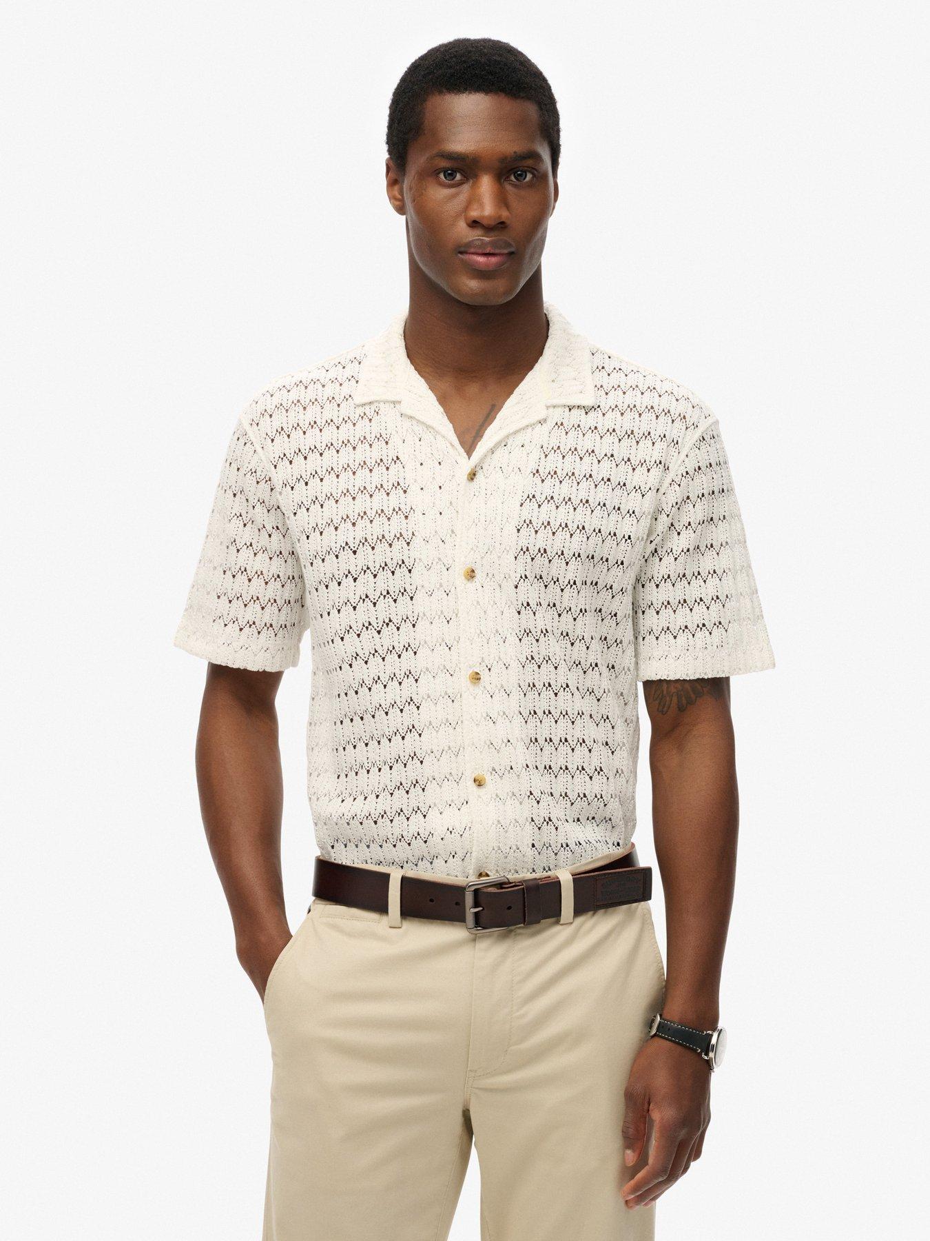 undefined Knitted Texture Short Sleeve Shirt - White