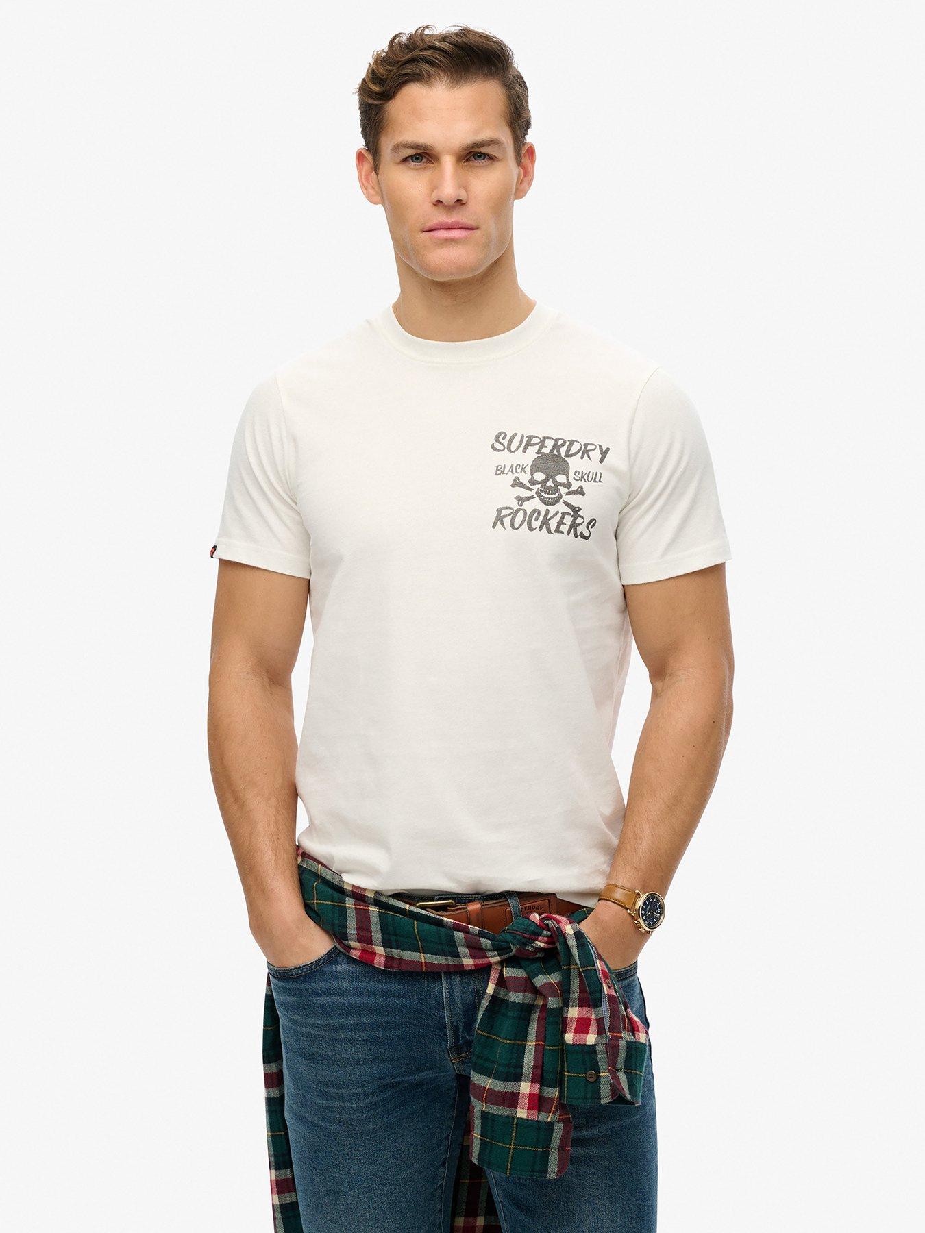 undefined Black Skull Print T-Shirt - Cream