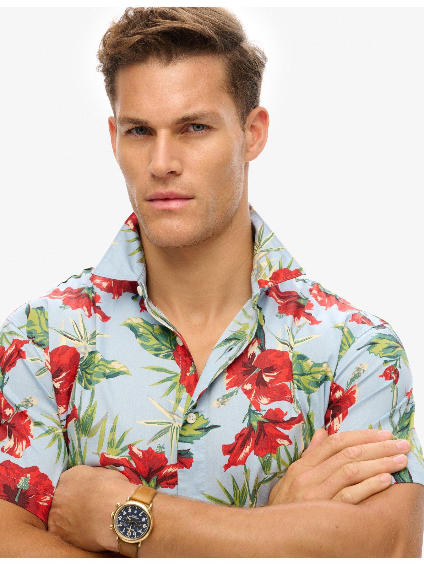 Image 4 of 5 of Superdry Hawaiian Printed Short Sleeve Shirt - Blue