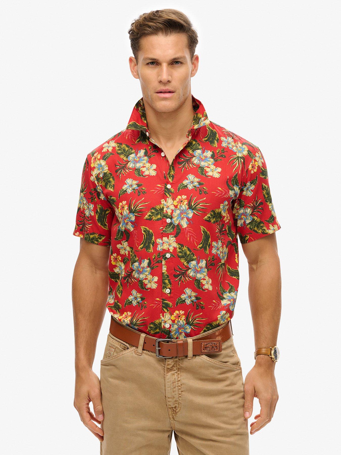 undefined Hawaiian Printed Short Sleeve Shirt - Red