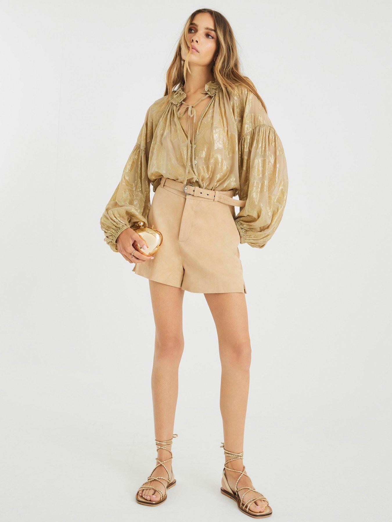 undefined Long Sleeve Lurex Blouse - Green