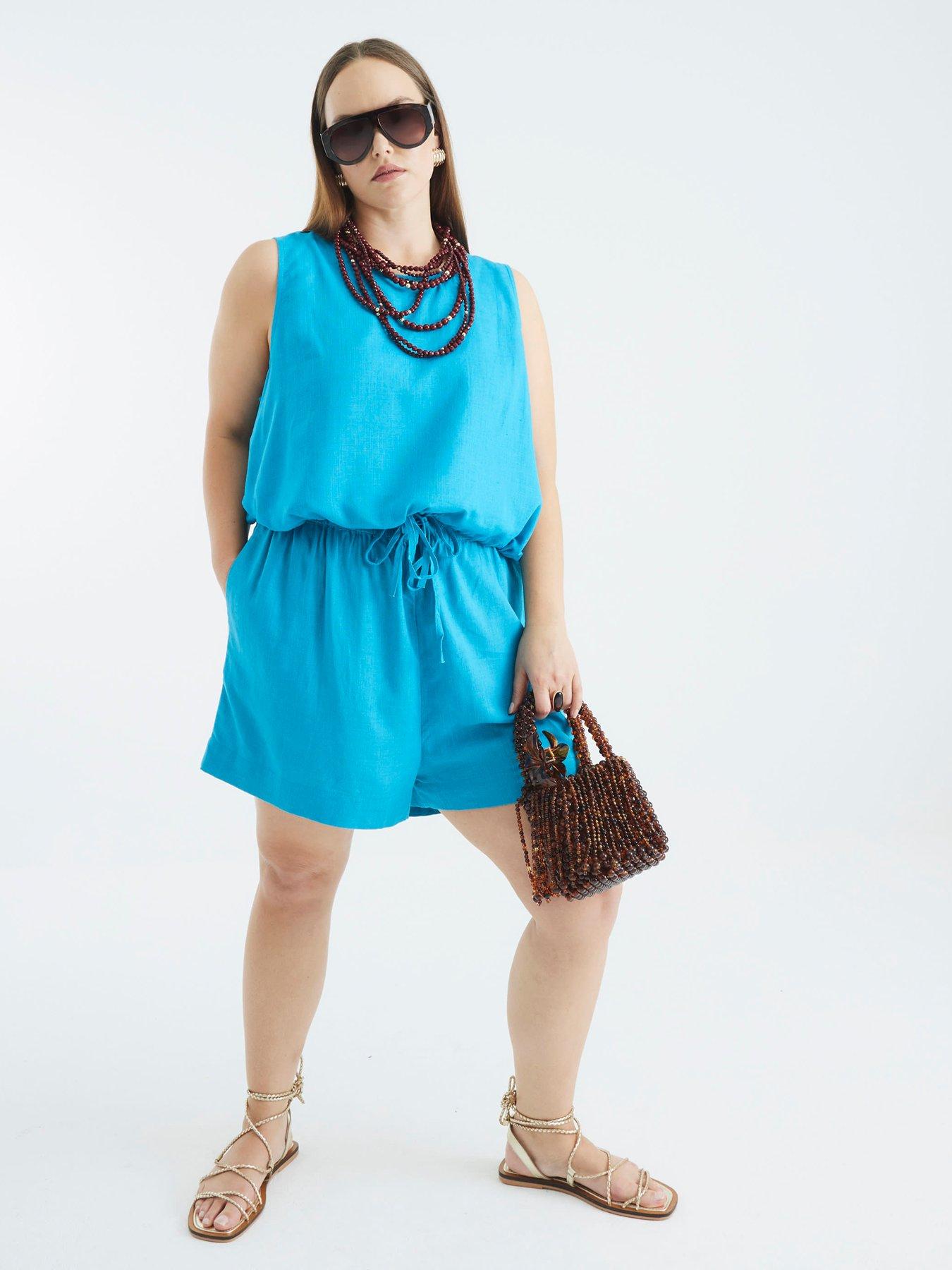 undefined Linen Shorts - Blue