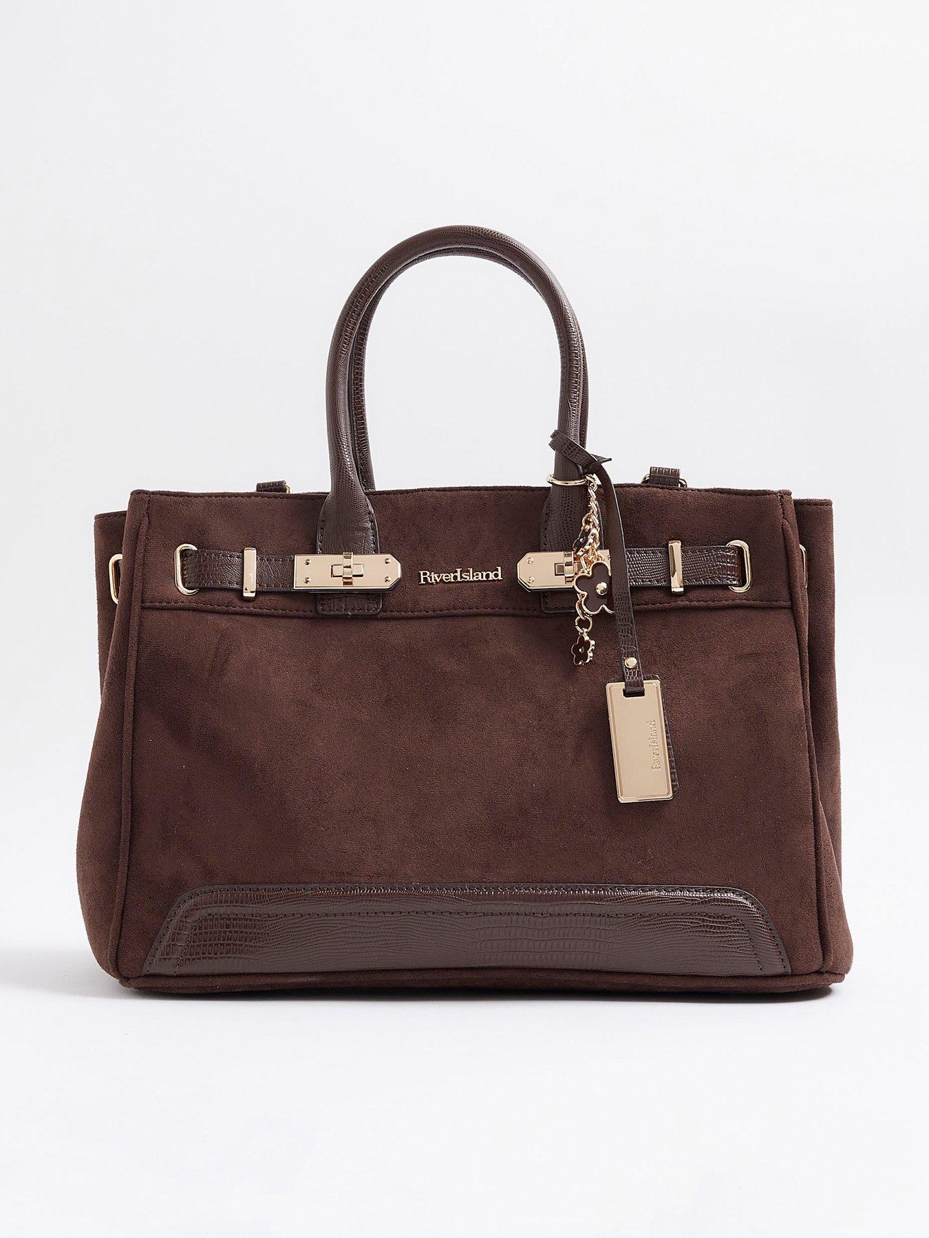 undefined Soft Lock Front Tote Bag - Brown