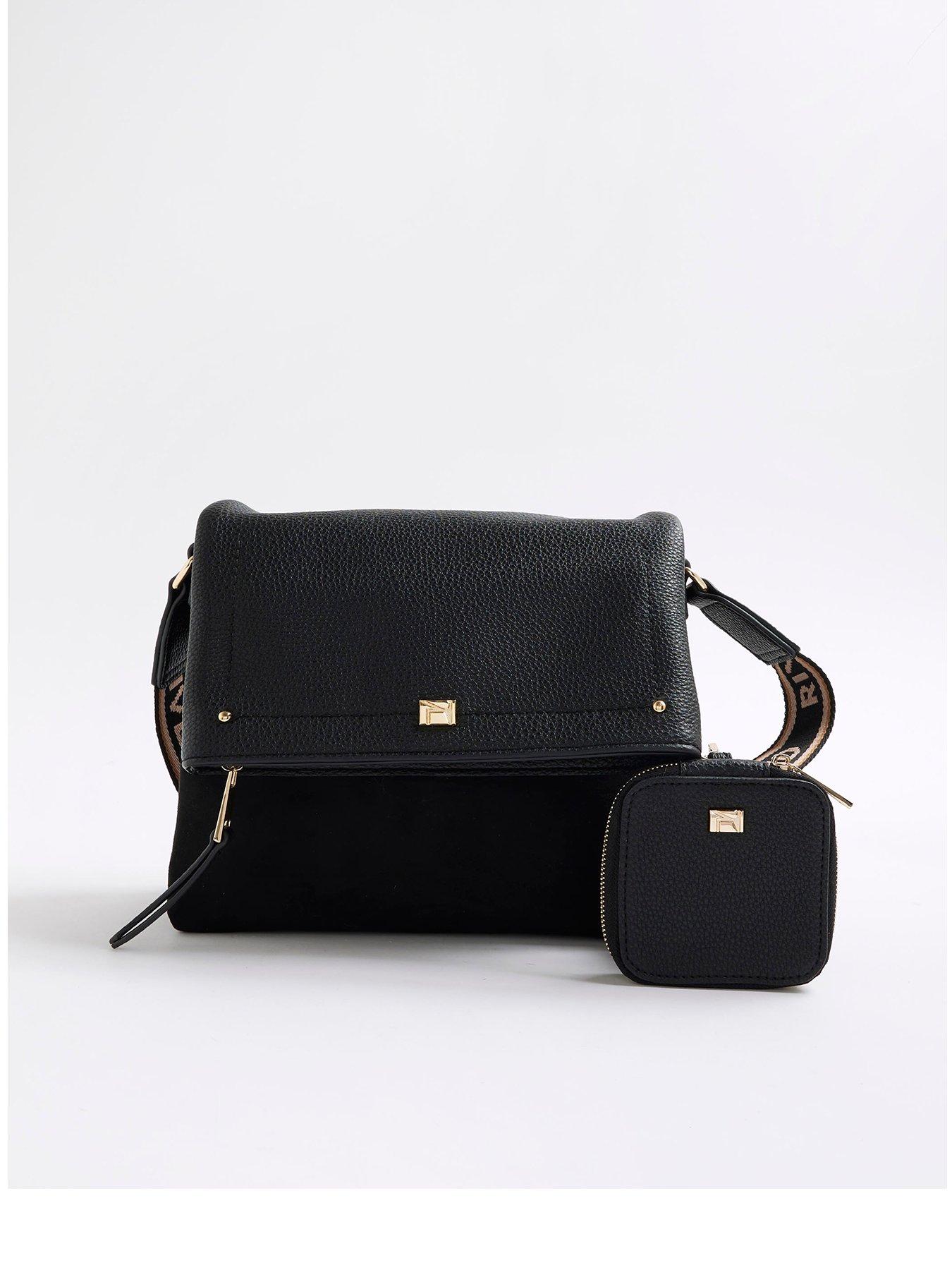 undefined Suedette Flap Over Messenger - Black