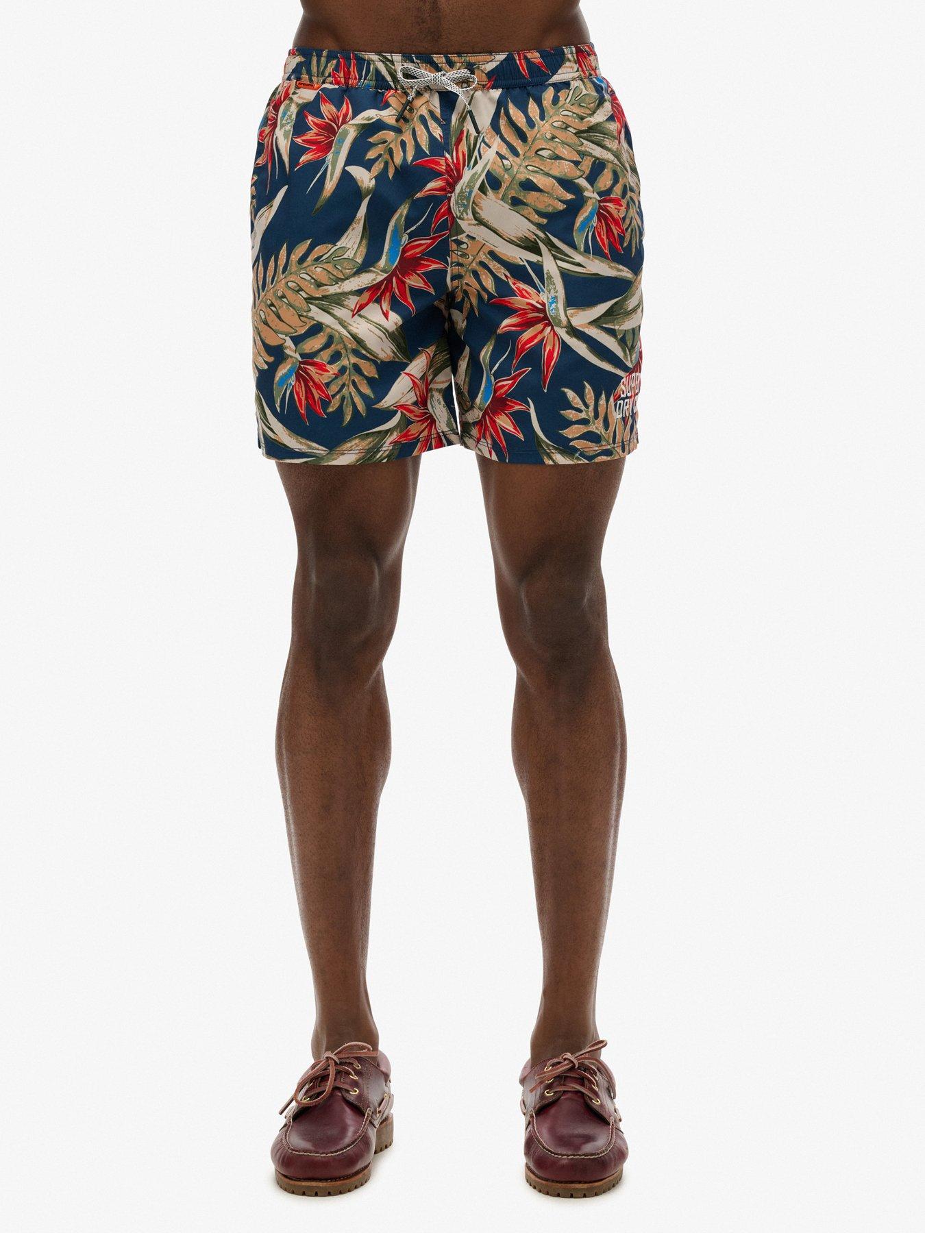 undefined Hawaiian Print 17-Inch Swim Shorts - Navy