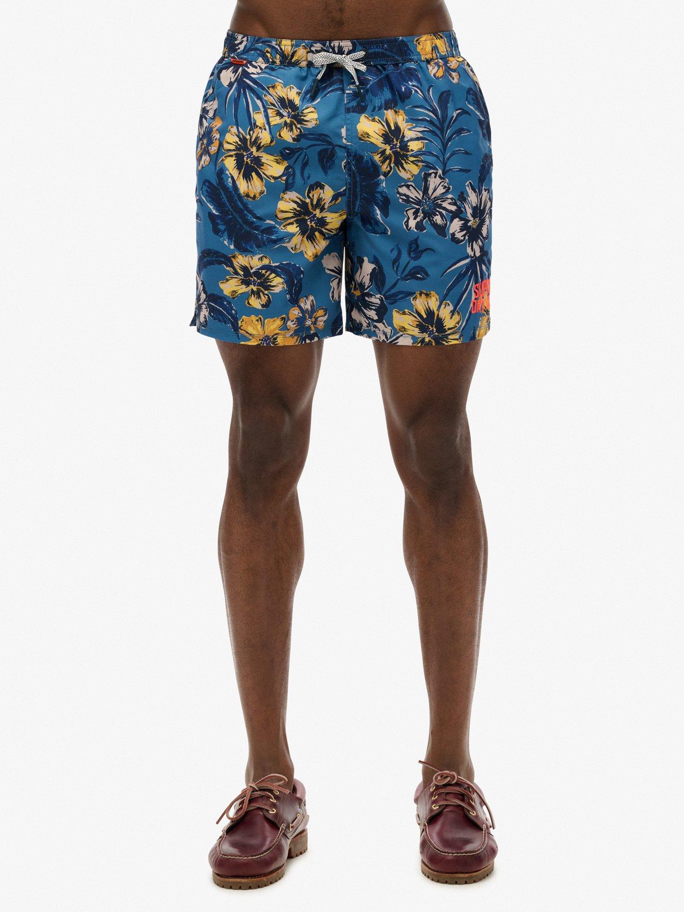 undefined Hawaiian Print 17-Inch Swim Shorts - Blue