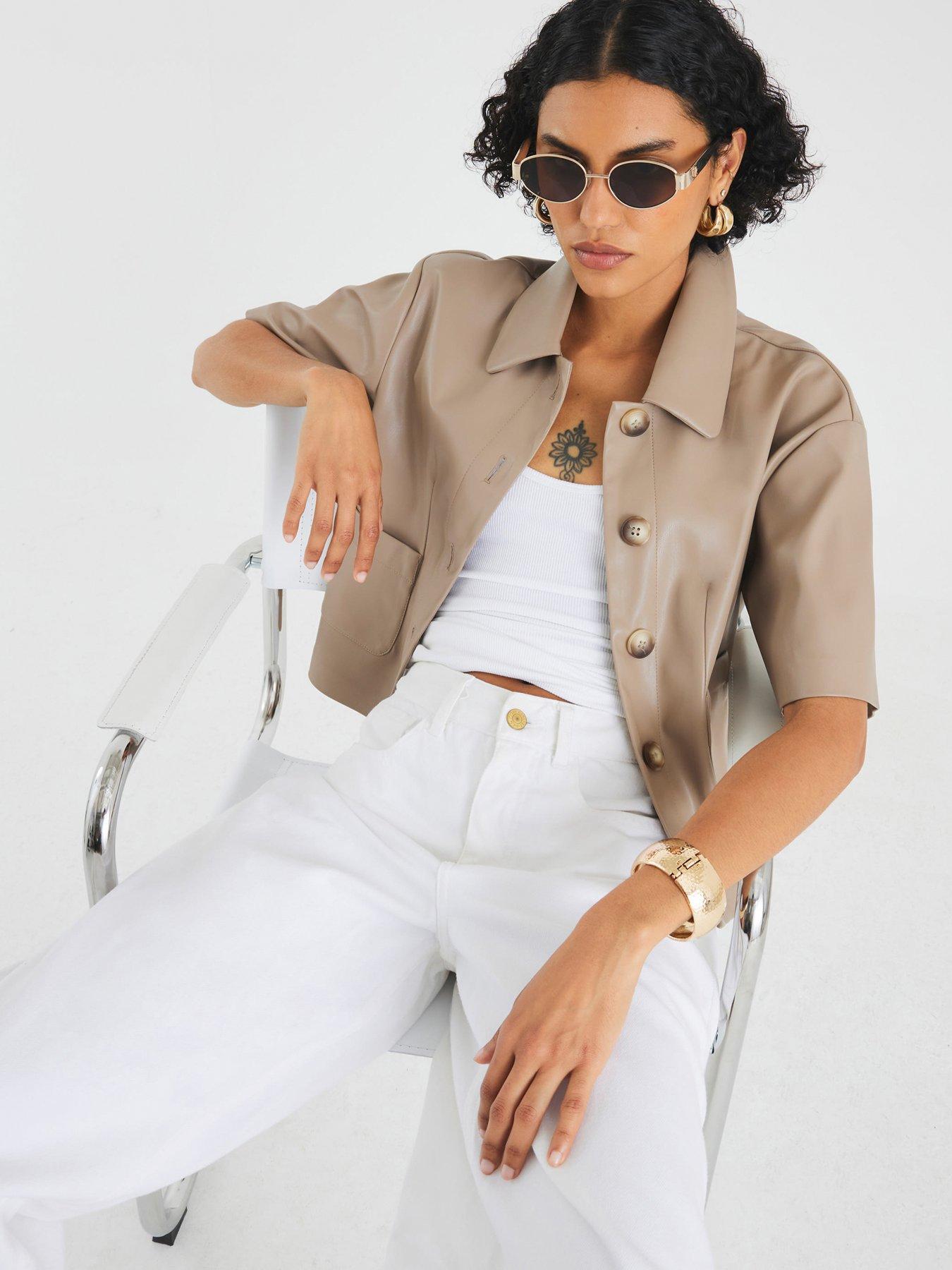 undefined Pu Button Through Shirt - Brown