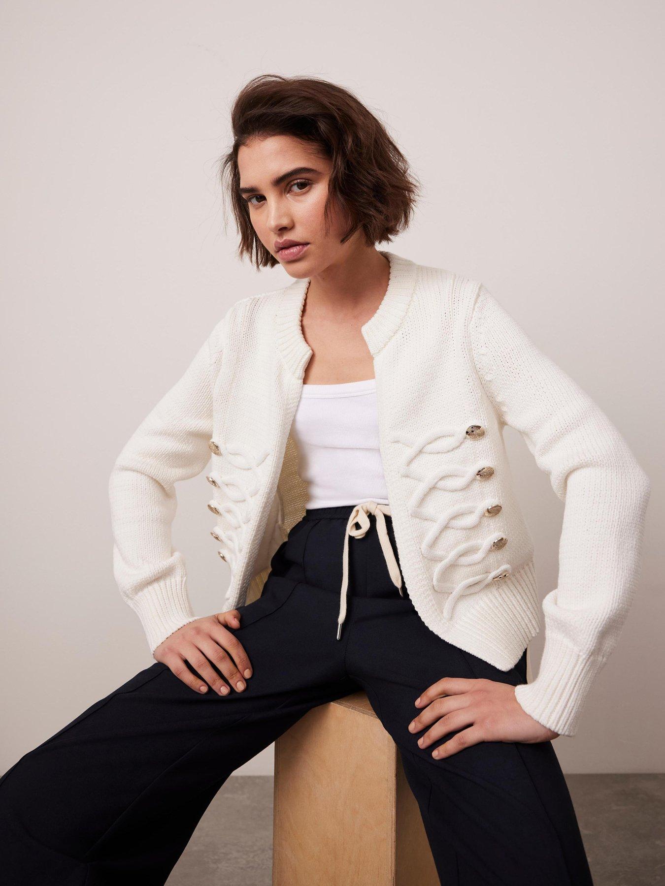 undefined Ivory Military Knit Jacket