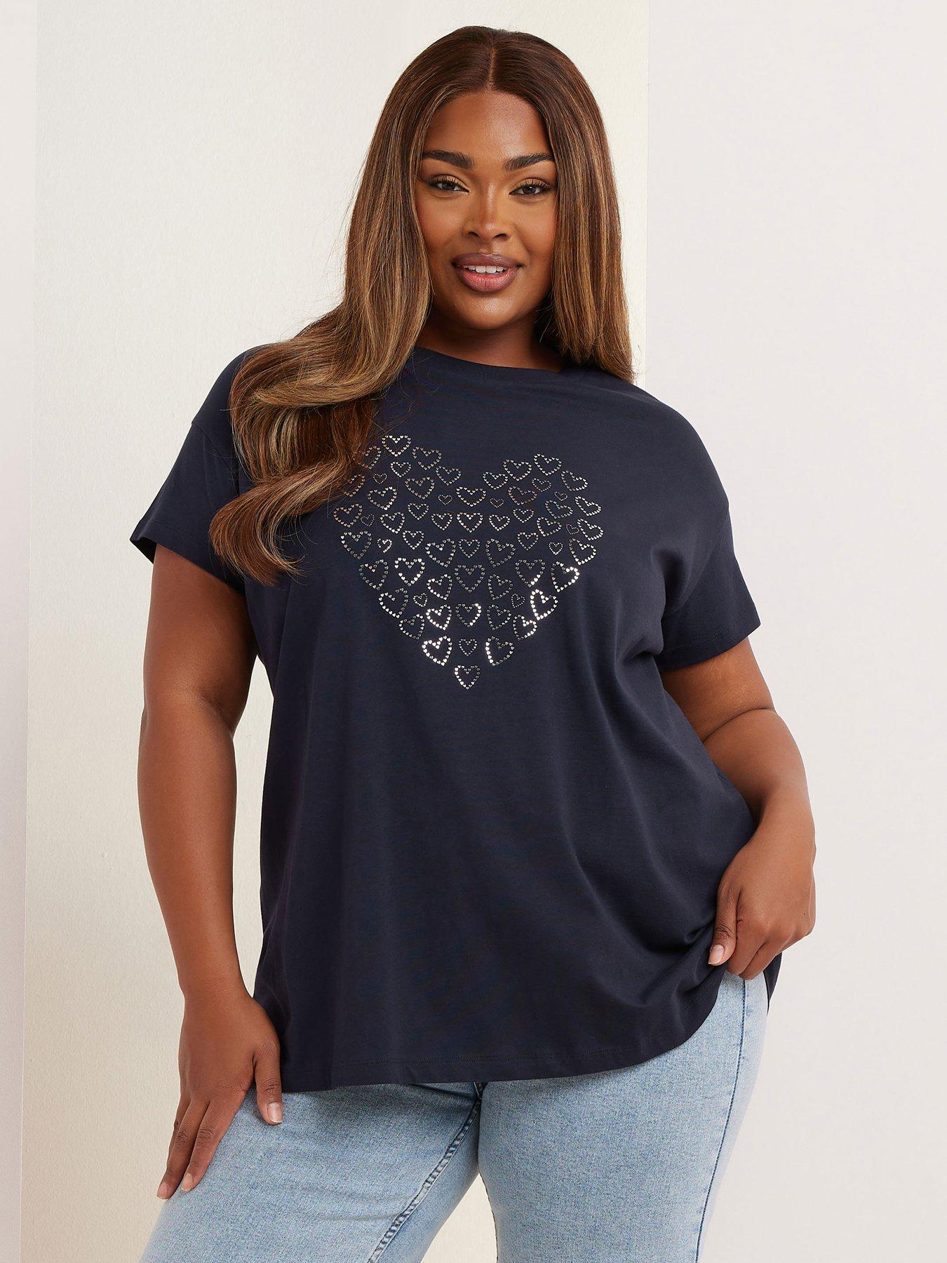 undefined Curve Placement T-Shirt - Blue