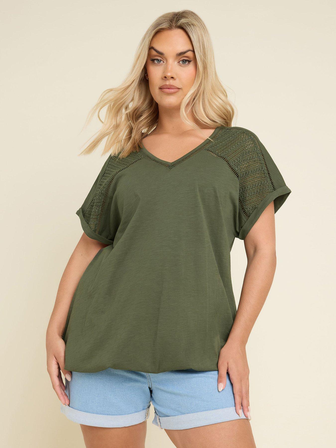 undefined Curve Bubble Hem Crochet Top - Green