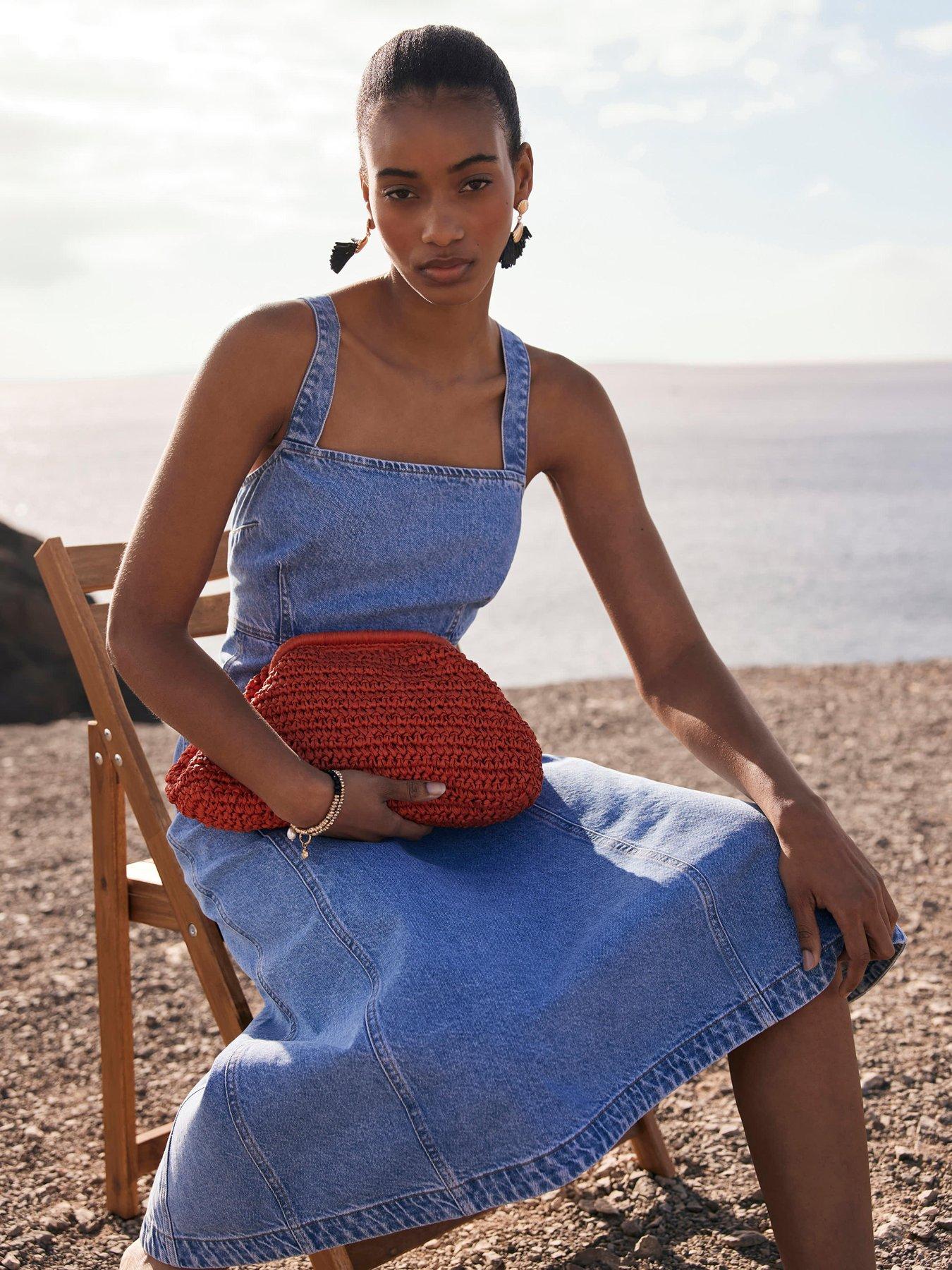 Image 3 of 6 of Mint Velvet Full Skirt Midi Dress - Blue