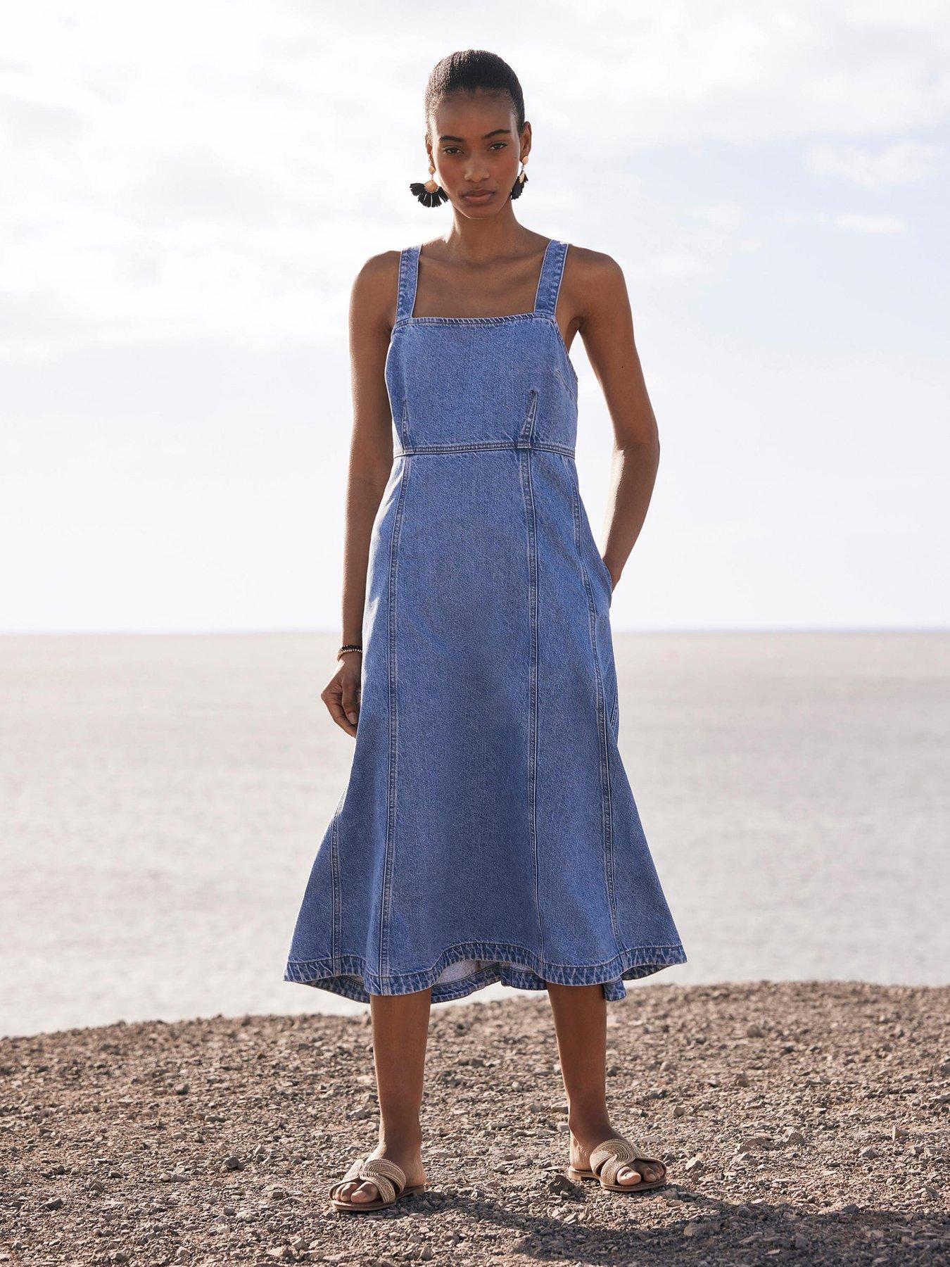 Image 4 of 6 of Mint Velvet Full Skirt Midi Dress - Blue