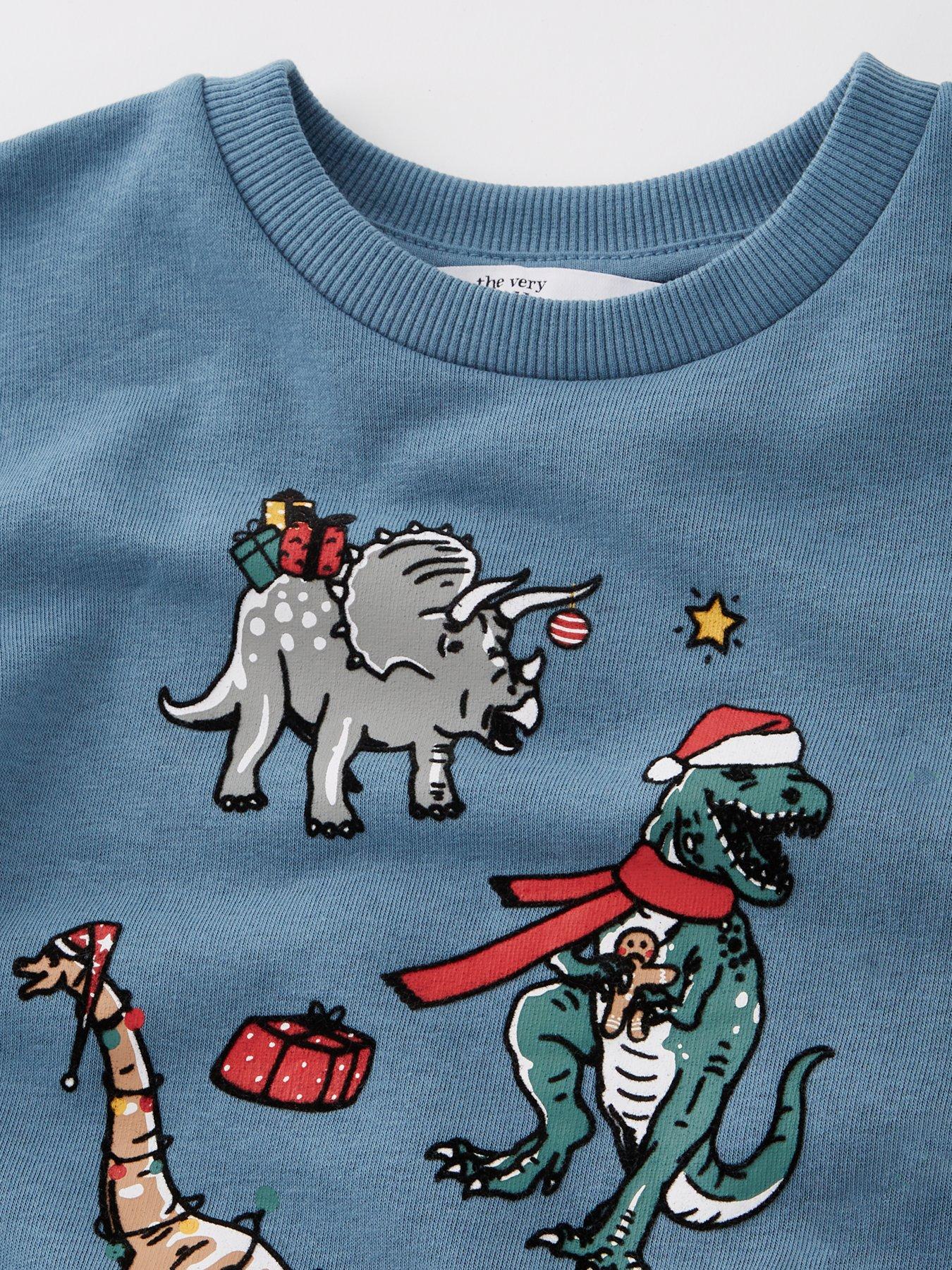 Image 3 of 4 of The Very Collection Boys Festive Dinosaur Christmas Sweatshirt - Multi