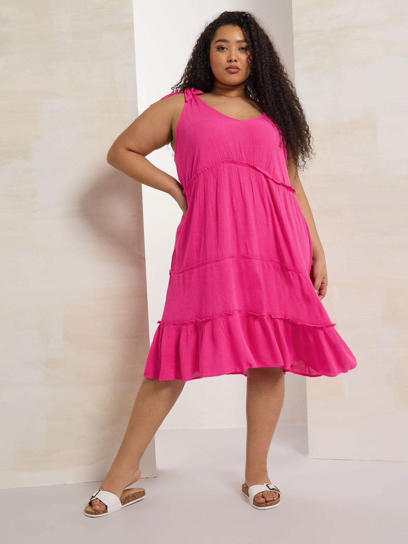 undefined Curve Tiered Throw On Dress - Pink